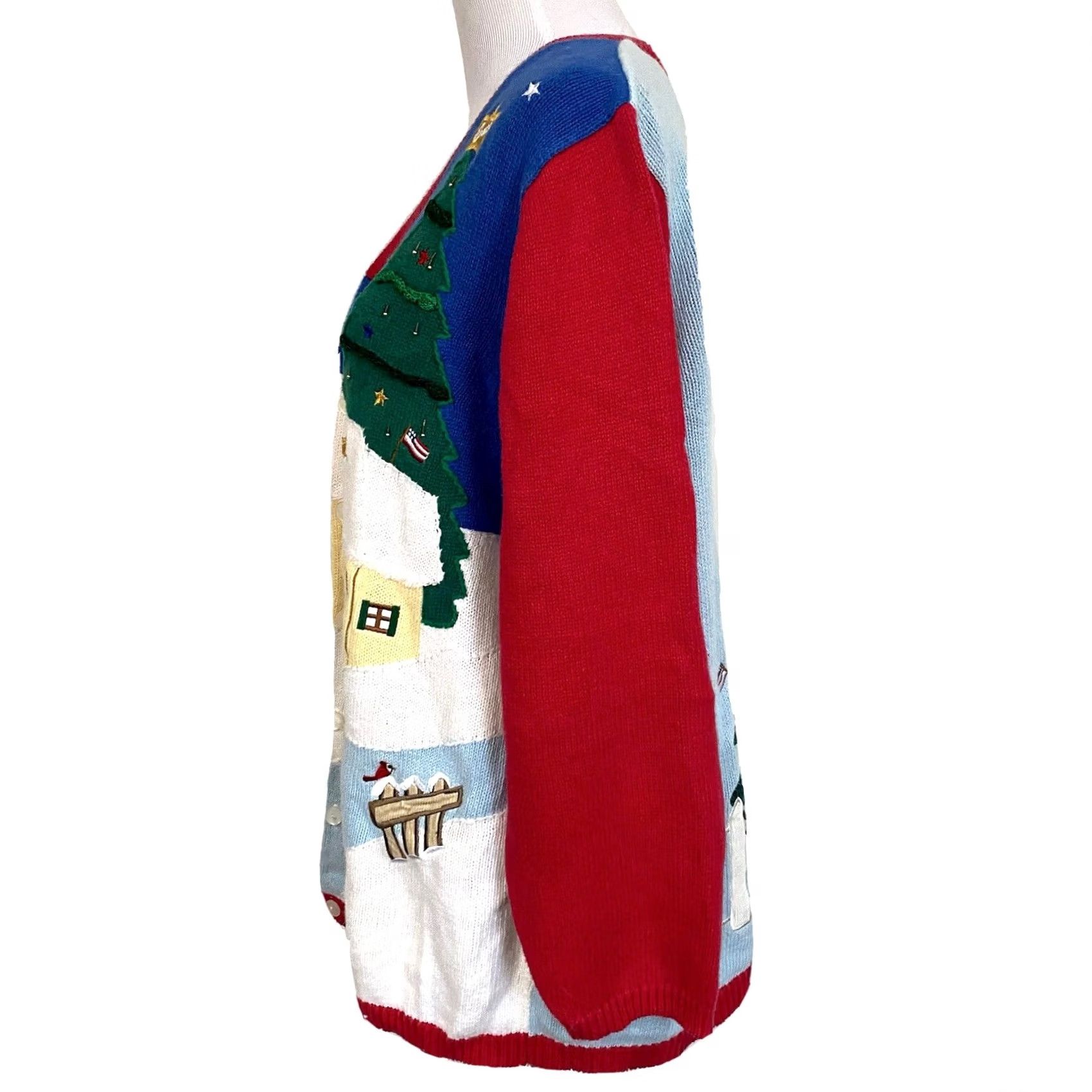 Quacker Factory Quacker Factory Cardigan Sweater Christmas Long Sleeve Womens 1X Multicolor Winter Santa Angels Peace - Mens? Size XL / US 12-14 / IT 48-50 - 6 Thumbnail