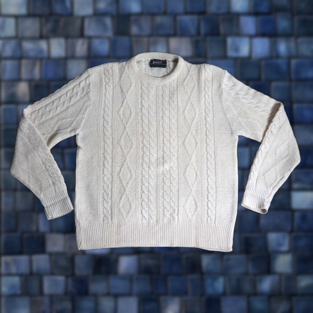Jantzen VTG 70s 80s Jantzen Ivory Cream Cable Knit Acrylic Fisherman Pullover Sweater XL Men's Wool? Size US XL / EU 56 / 4 - 1 Thumbnail