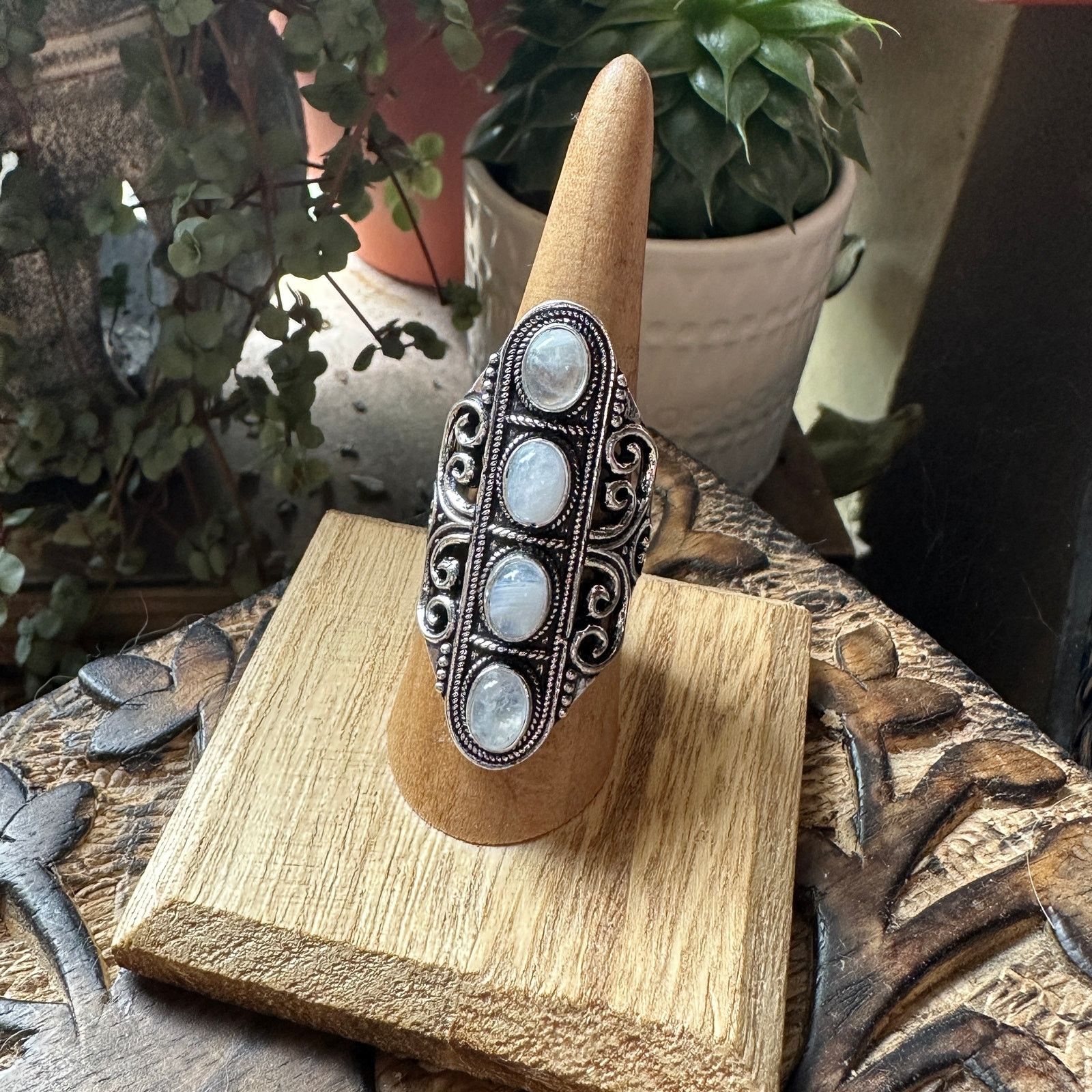 The Unbranded Brand Moonstone Sterling Silver Boho Ring Size 8 Size ONE SIZE - 1 Thumbnail