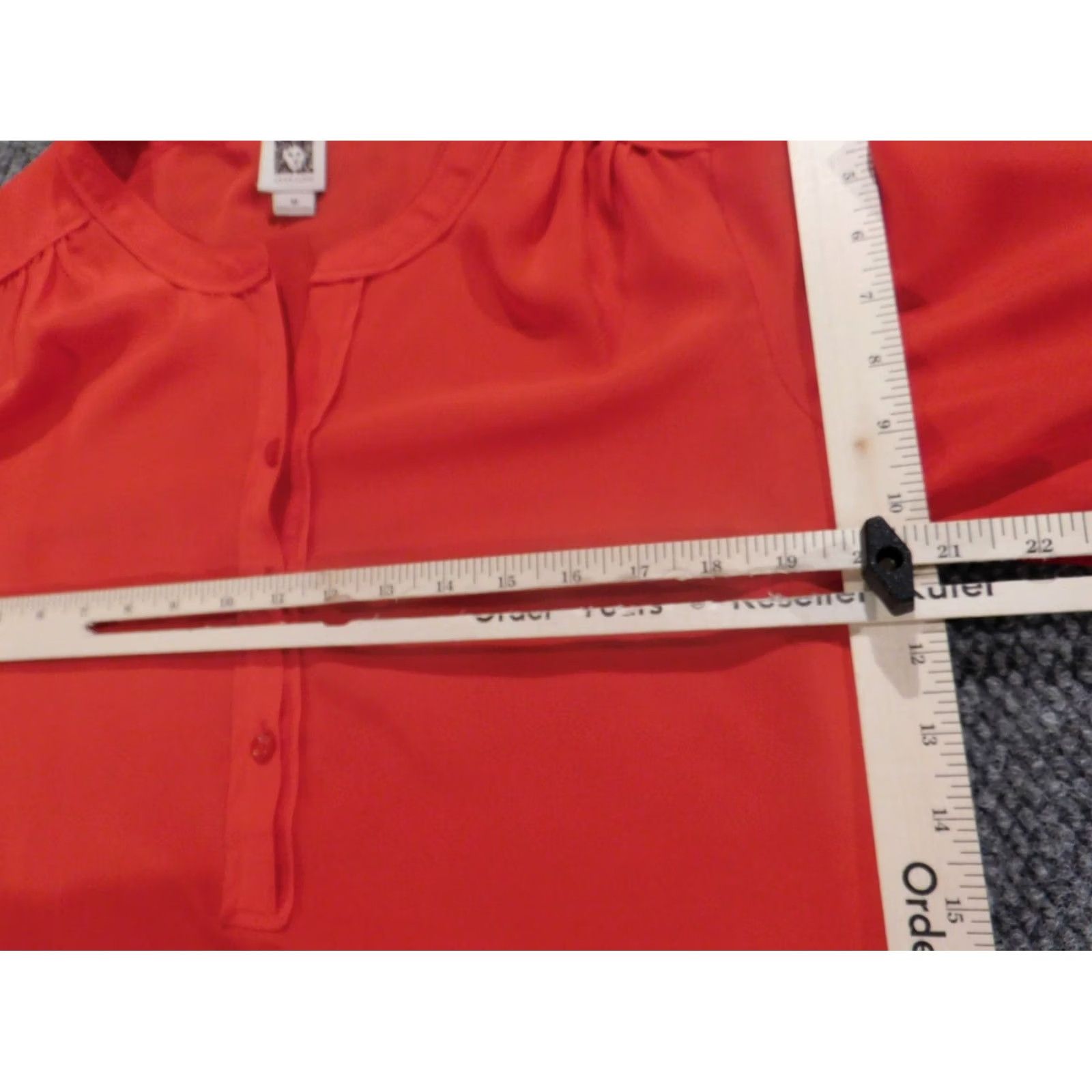 Anne Klein Anne Klein Womens Blouse M Red Crew Neck Pullover Button Short Sleeve Casual Stretch Regular Polyester Down Regular Size Type Blouse Womens Size M / US 6-8 / IT 42-44 - 6 Thumbnail