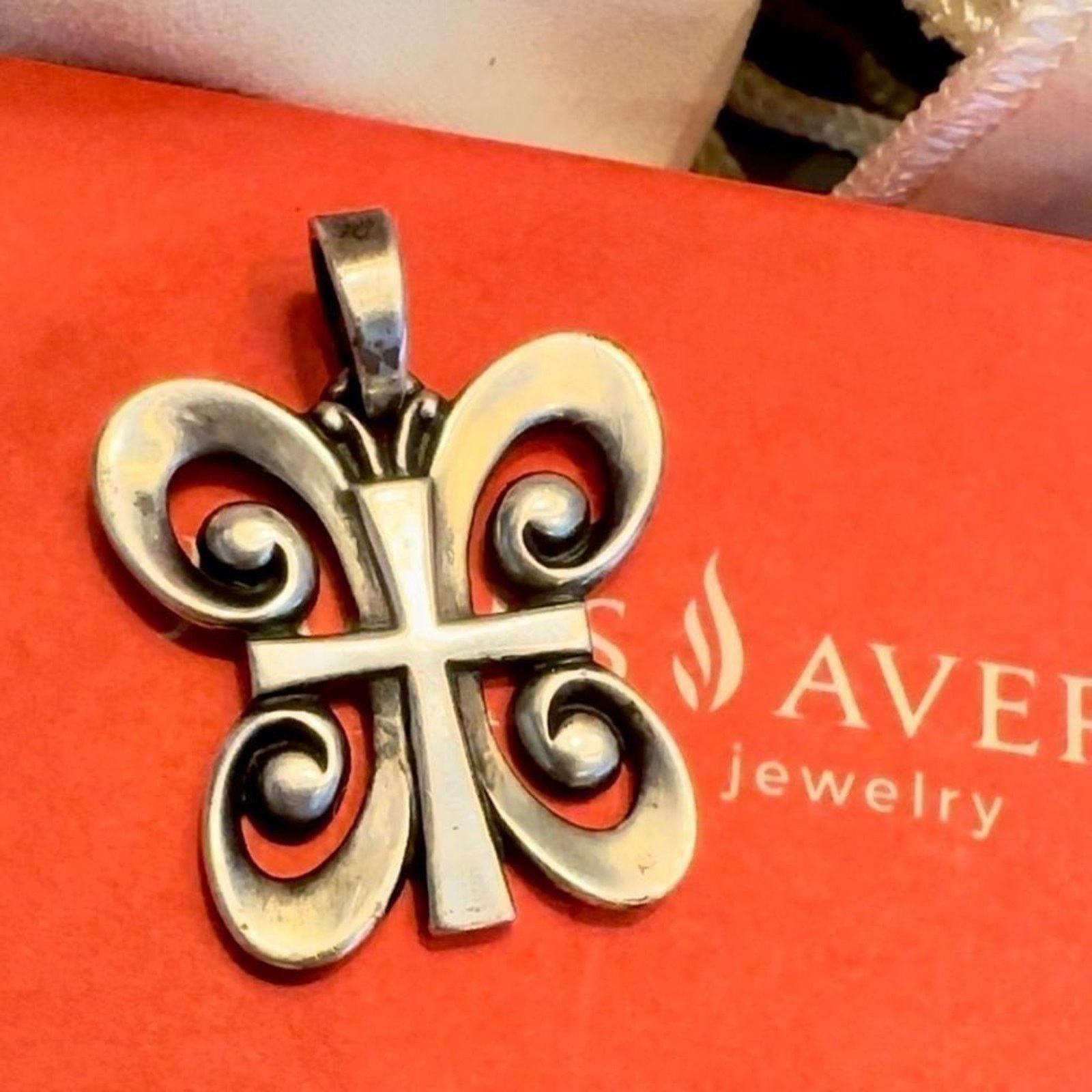 Designer Sterling Silver Butterfly Cross Pendant by James Avery Size ONE SIZE - 1 Thumbnail