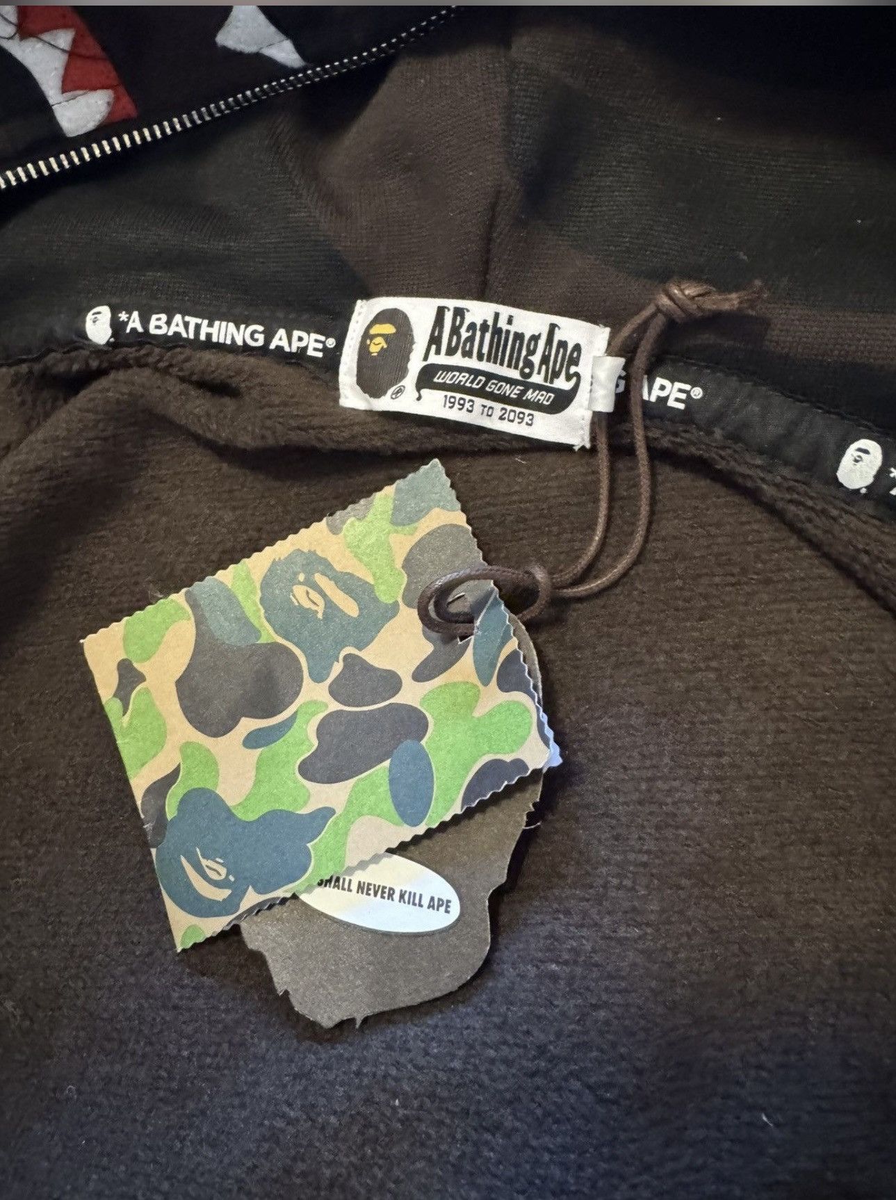 Bape US *LIMITEDEDITION* CAMO DOUBLE SHARK FULL ZIP HOODIE MENS Size US M / EU 48-50 / 2 - 5 Thumbnail