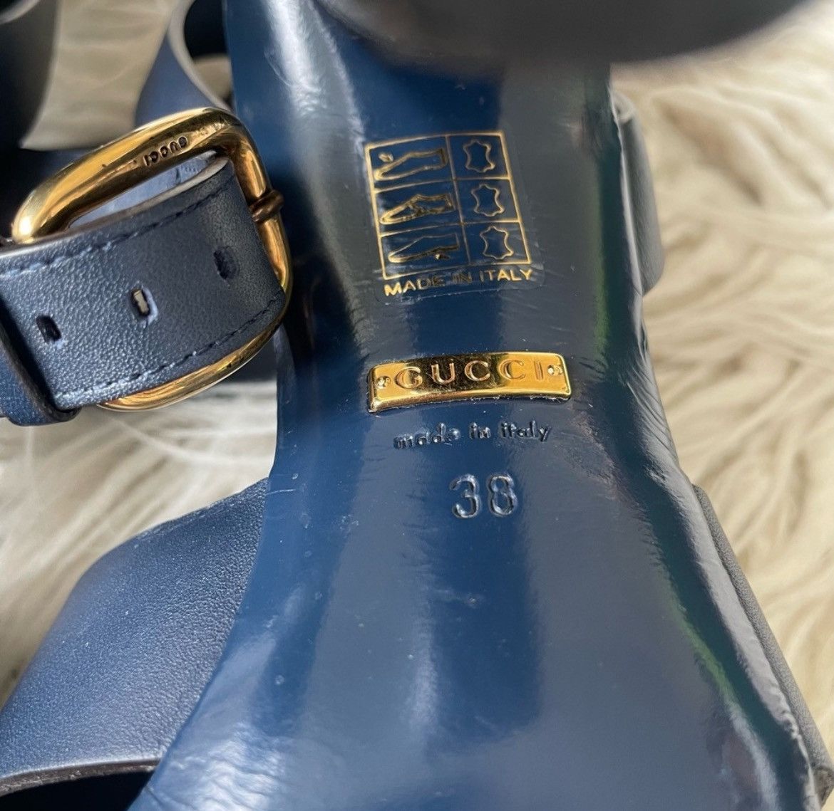 Gucci GUCCI Leather Suede Candy Blue Crossover Strap Sandals Size US 8 / IT 38 - 8 Thumbnail