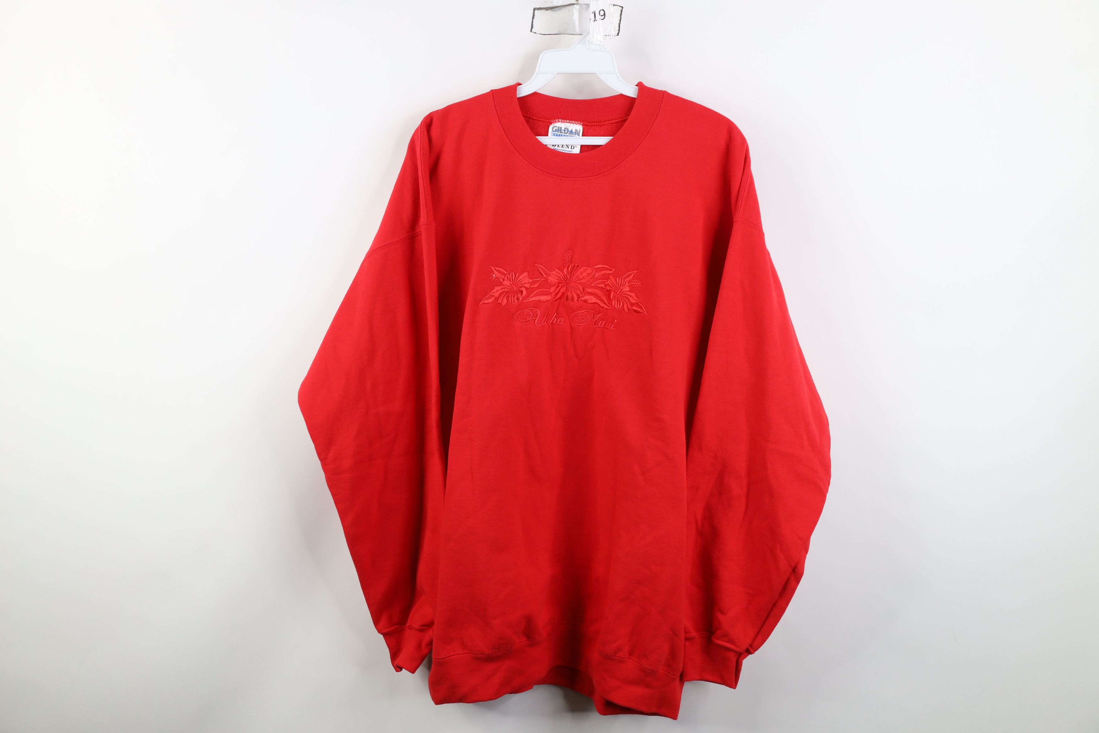 Vintage Vintage 90s Streetwear Maui Hawaii Flower Sweatshirt Red Size L / US 10 / IT 46 - 1 Thumbnail