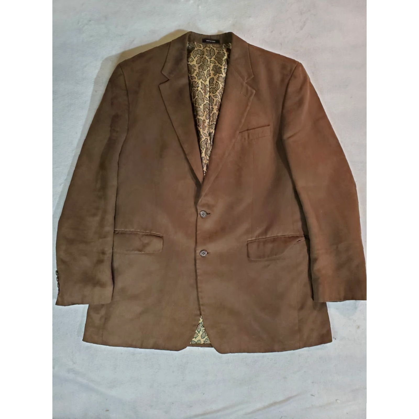 Ralph Lauren VINTAGE RALPH LAUREN Signature Sport Coat Brown Vegan Faux Suede- Paisley Lining 44R Mens Sport Coat/Blazer Size 44R - 2 Thumbnail