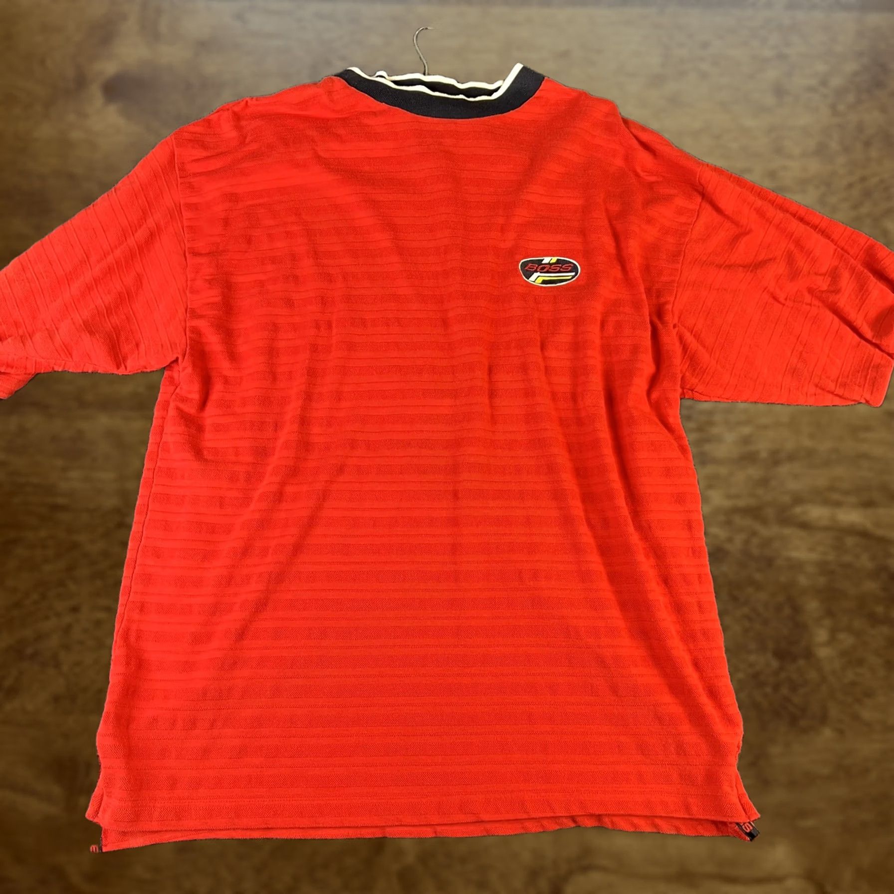 Vintage Y2K Boss By IG Design Shirt Mens 2XL Red Textured Knit Short Sleeve Casual Tee Size US XXL / EU 58 / 5 - 1 Thumbnail