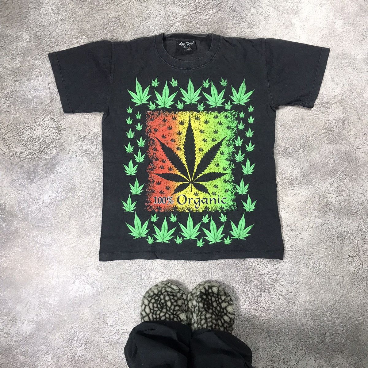 Vintage Vintage Y2K Cannabis Leaf Graphic Tee Rave Streetwear Slim S Size US S / EU 44-46 / 1 - 1 Thumbnail
