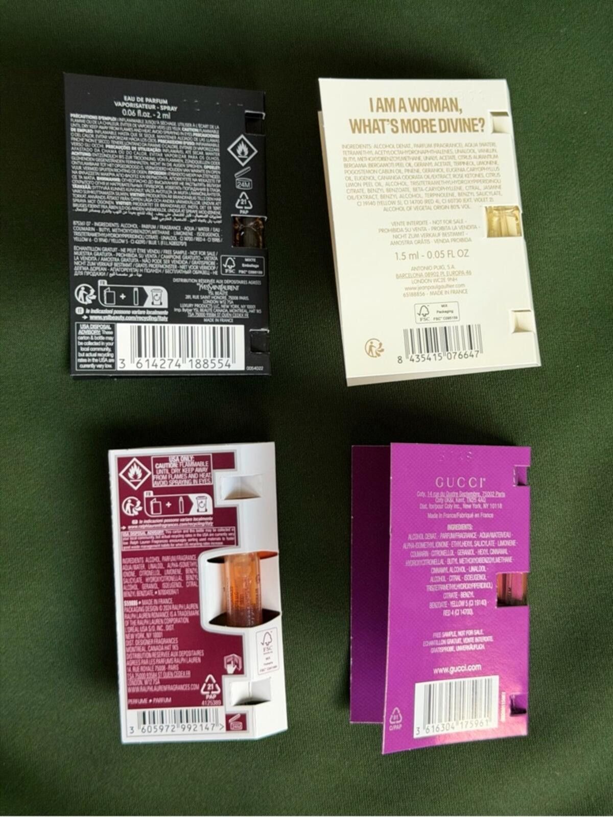 Gucci Designer YSL Gucci JPG Ralph Lauren Perfume Sample Set / 4pc Size ONE SIZE - 3 Thumbnail