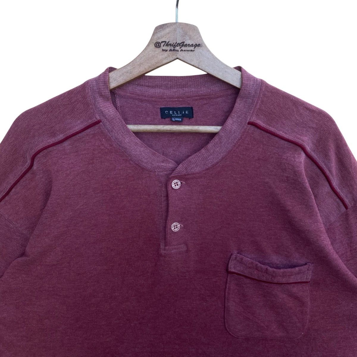 Celine × Designer × Vintage Vtg 90s CELINE Homme Two-Tone Half Button Longsleeve Shirt Size L / US 10 / IT 46 - 1 Thumbnail