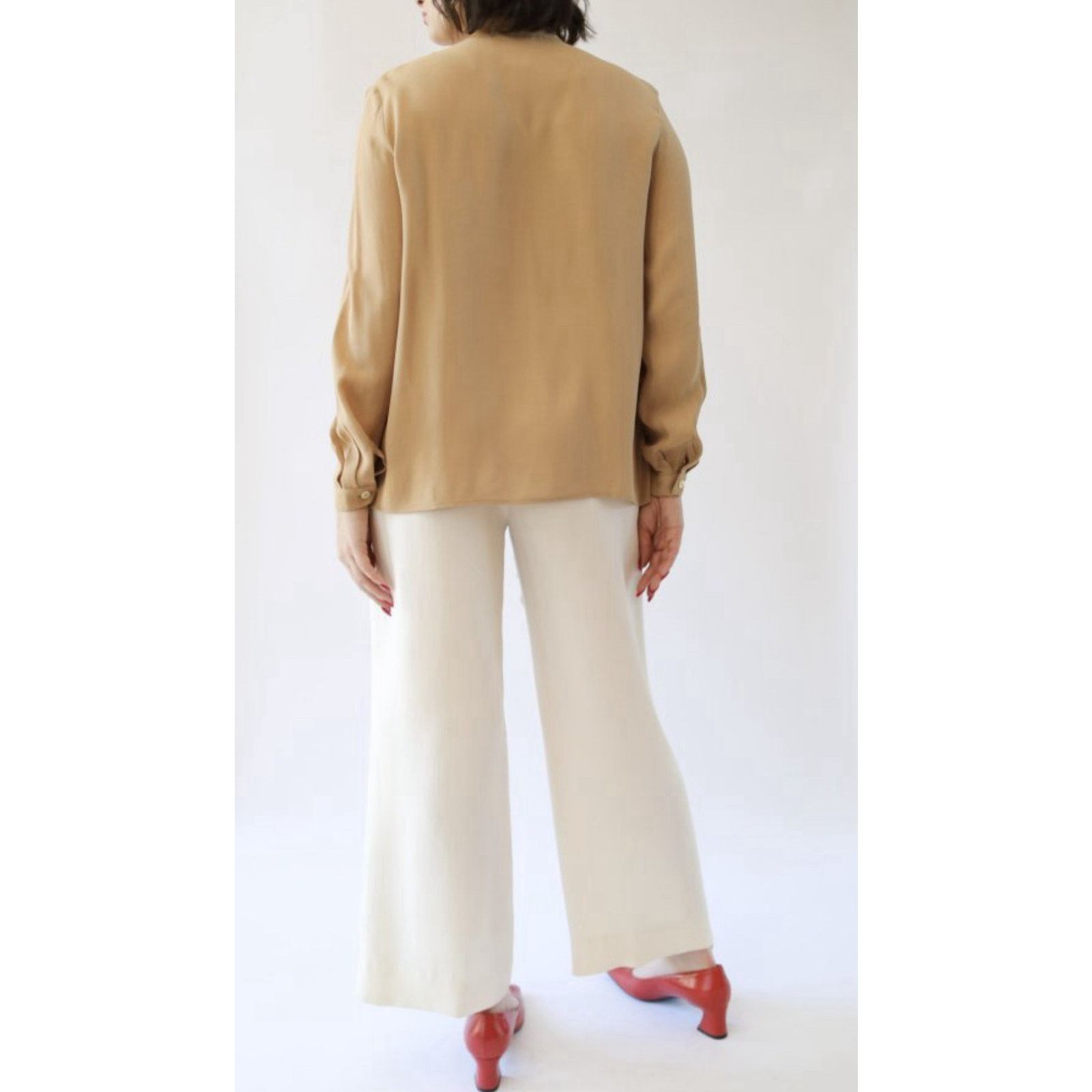 Emporio Armani Emporio Armani Nude Silk Blouse - Size 44 Size XL / US 12-14 / IT 48-50 - 11 Thumbnail