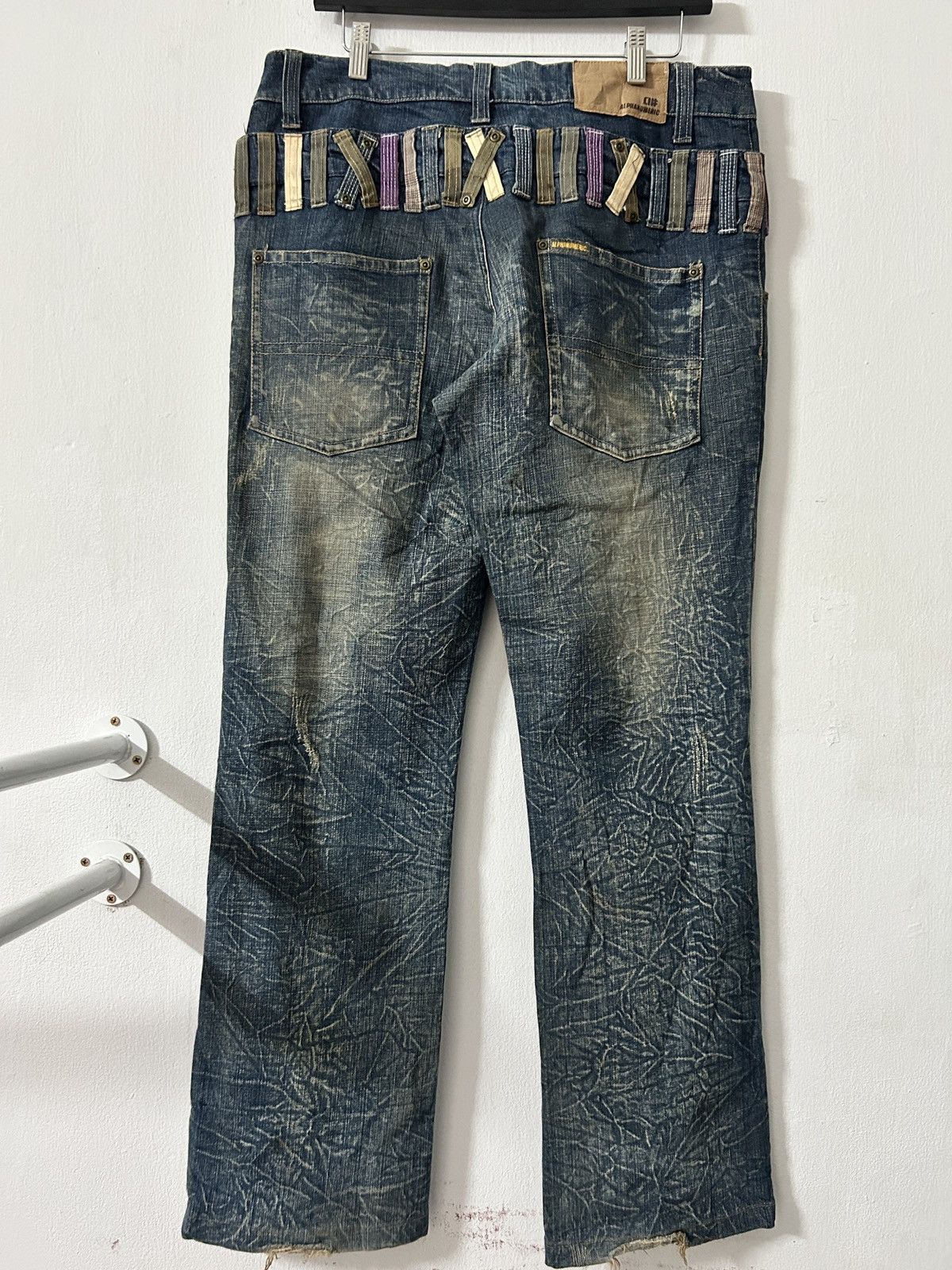 Alphanumeric × Japanese Brand × Vintage Crazy Double Waist Alpha Numeric Sick Acid Wash Design Size US 35 - 4 Thumbnail