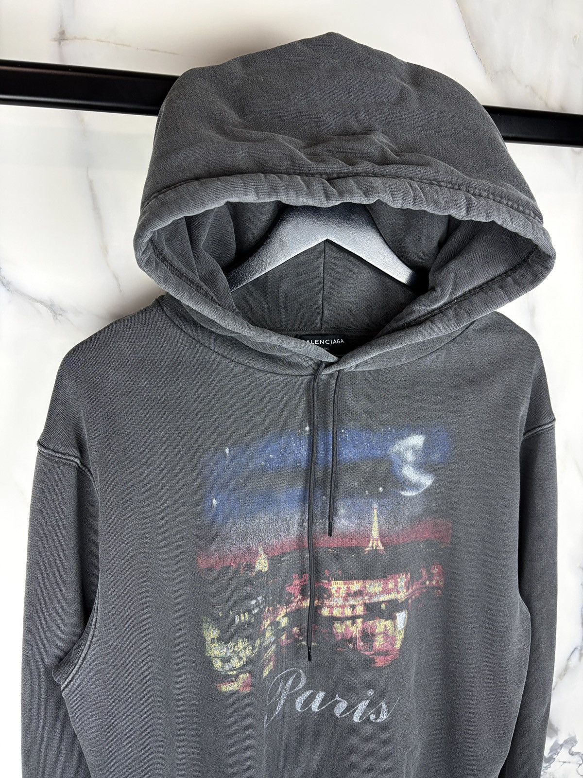 Balenciaga FW17 Balenciaga Paris Tourist Souvenir Hoodie Faded Gray Size US S / EU 44-46 / 1 - 2 Thumbnail