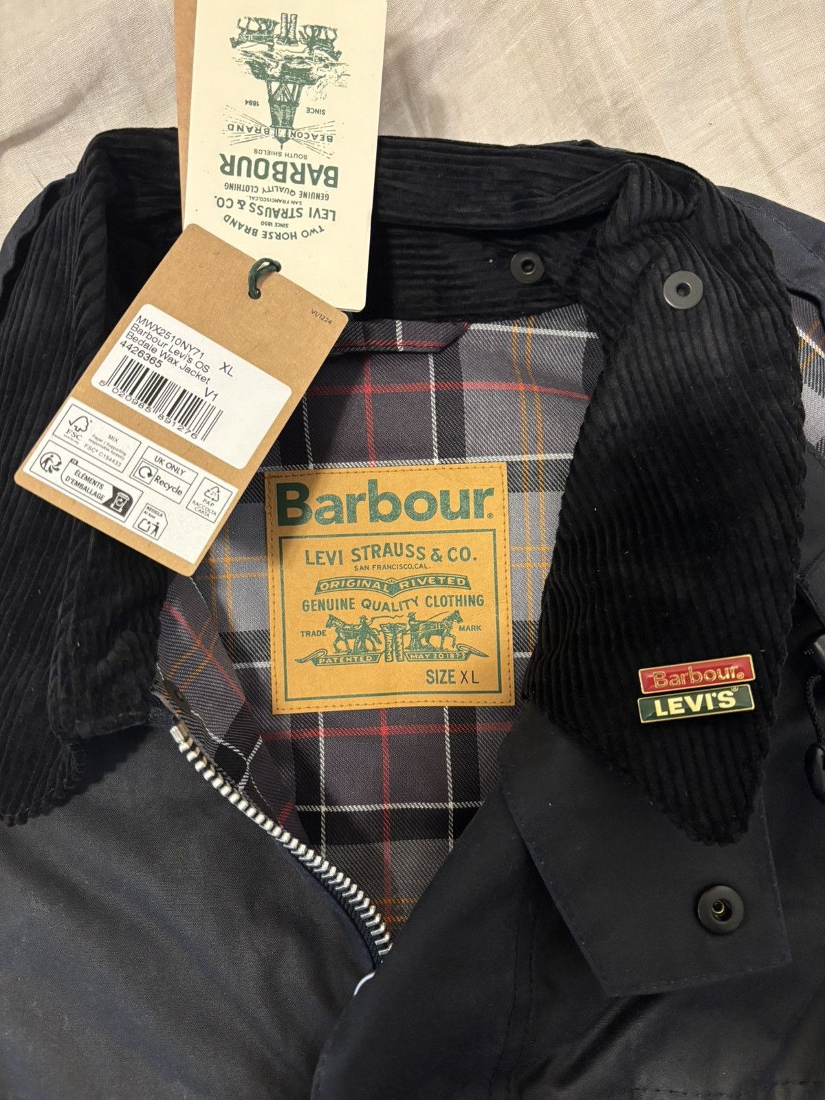 Barbour Barbour x Levi's OS Bedale Waxed Jacket XL Blue Oversized Size US XL / EU 56 / 4 - 3 Thumbnail