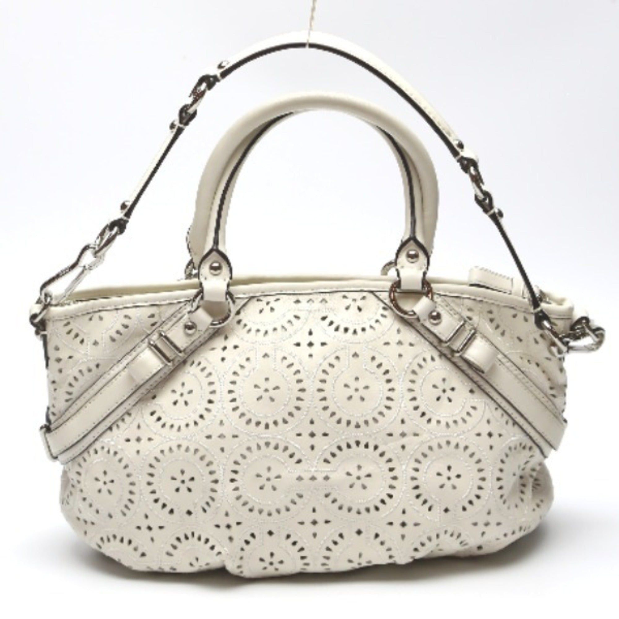 image of Coach Madison Punching 2Way Leather Cut Op Art Sophia Shirakawa 16997 White Handbag, Women's
