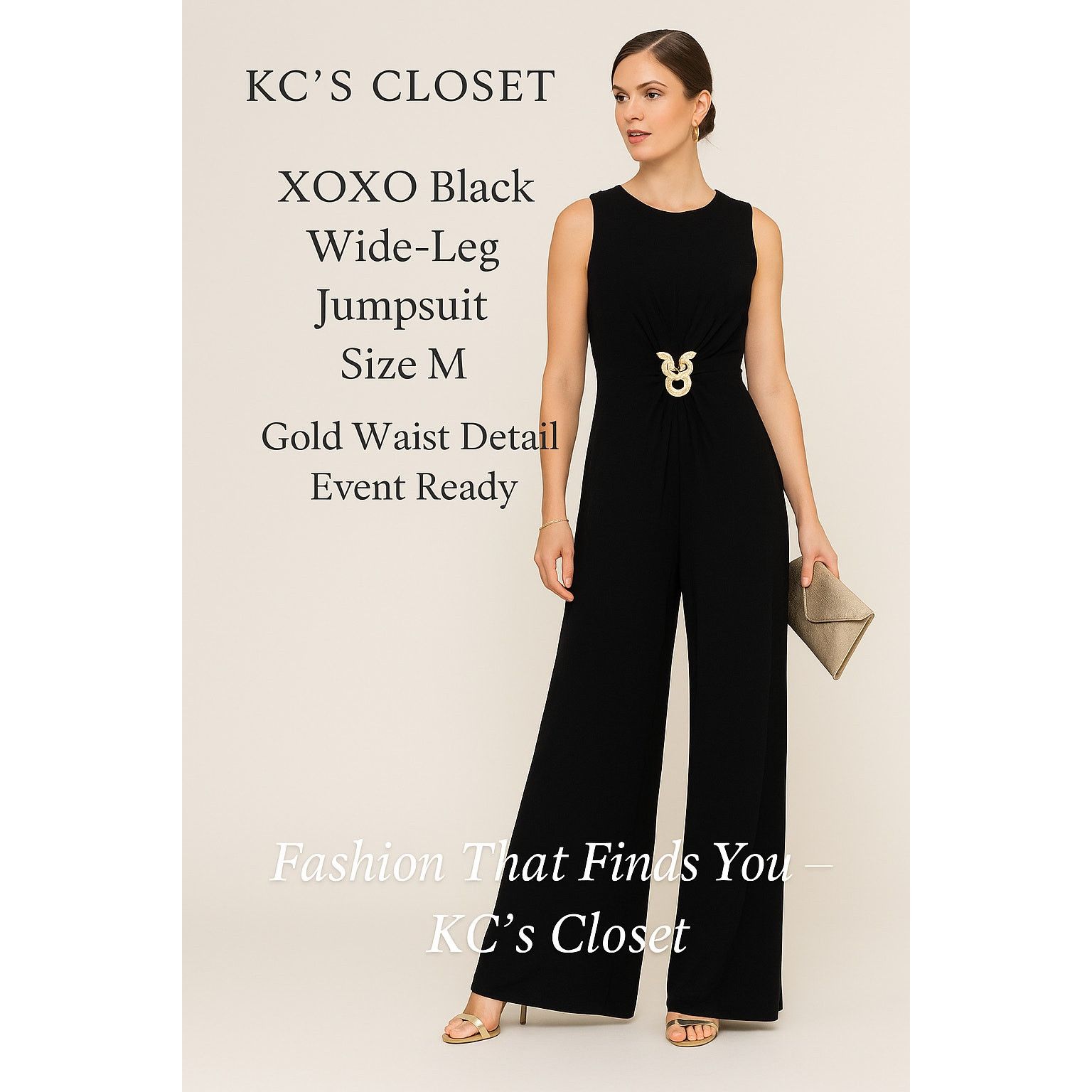XOXO XOXO Black Wide-Leg Sleeveless Jumpsuit Size 30" / US 8 / IT 44 - 8 Thumbnail