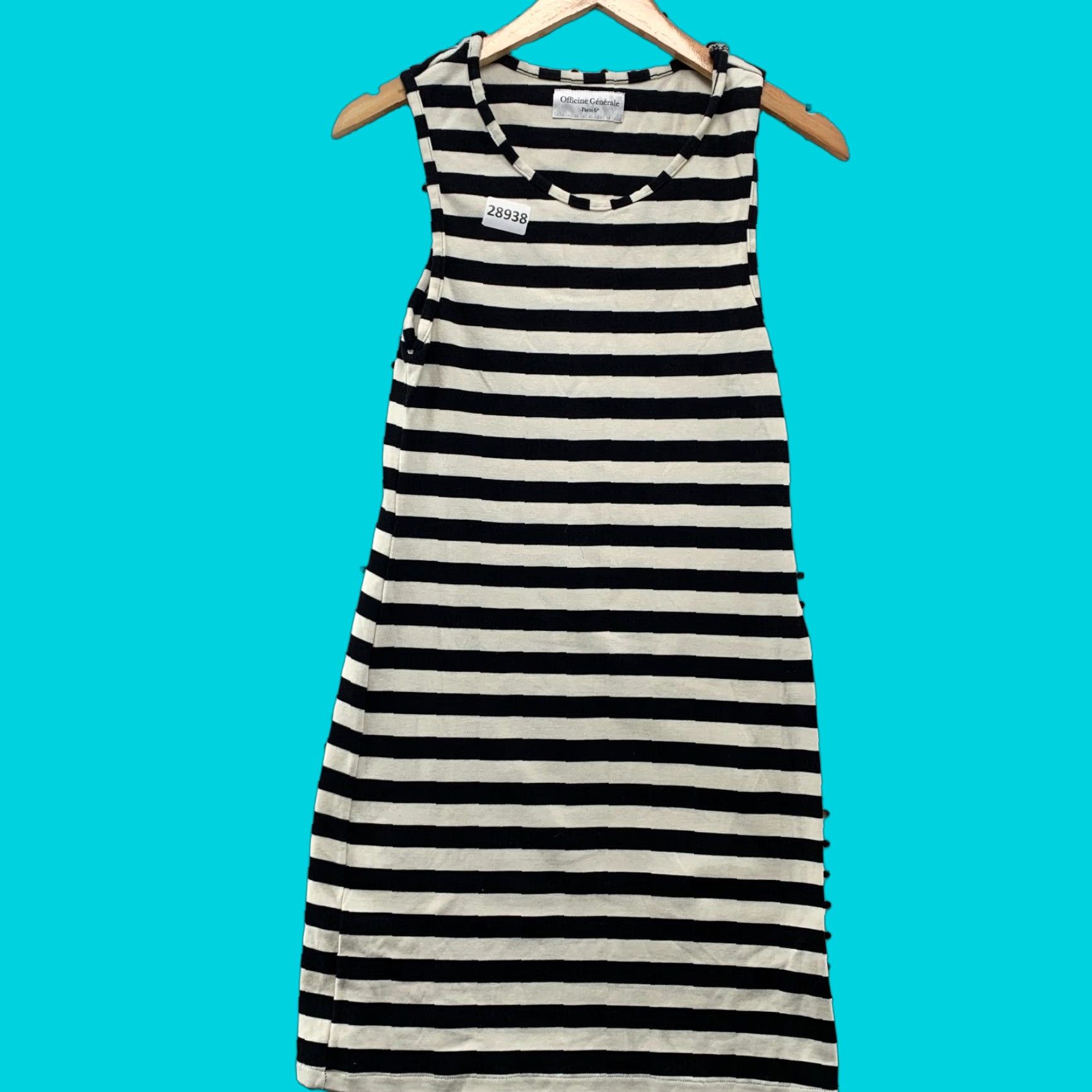Vintage Officine Generale Striped Mini Shirt Dress Womens M Black Striped 14X34 T-Shirt Dress Size M / US 6-8 / IT 42-44 - 1 Thumbnail