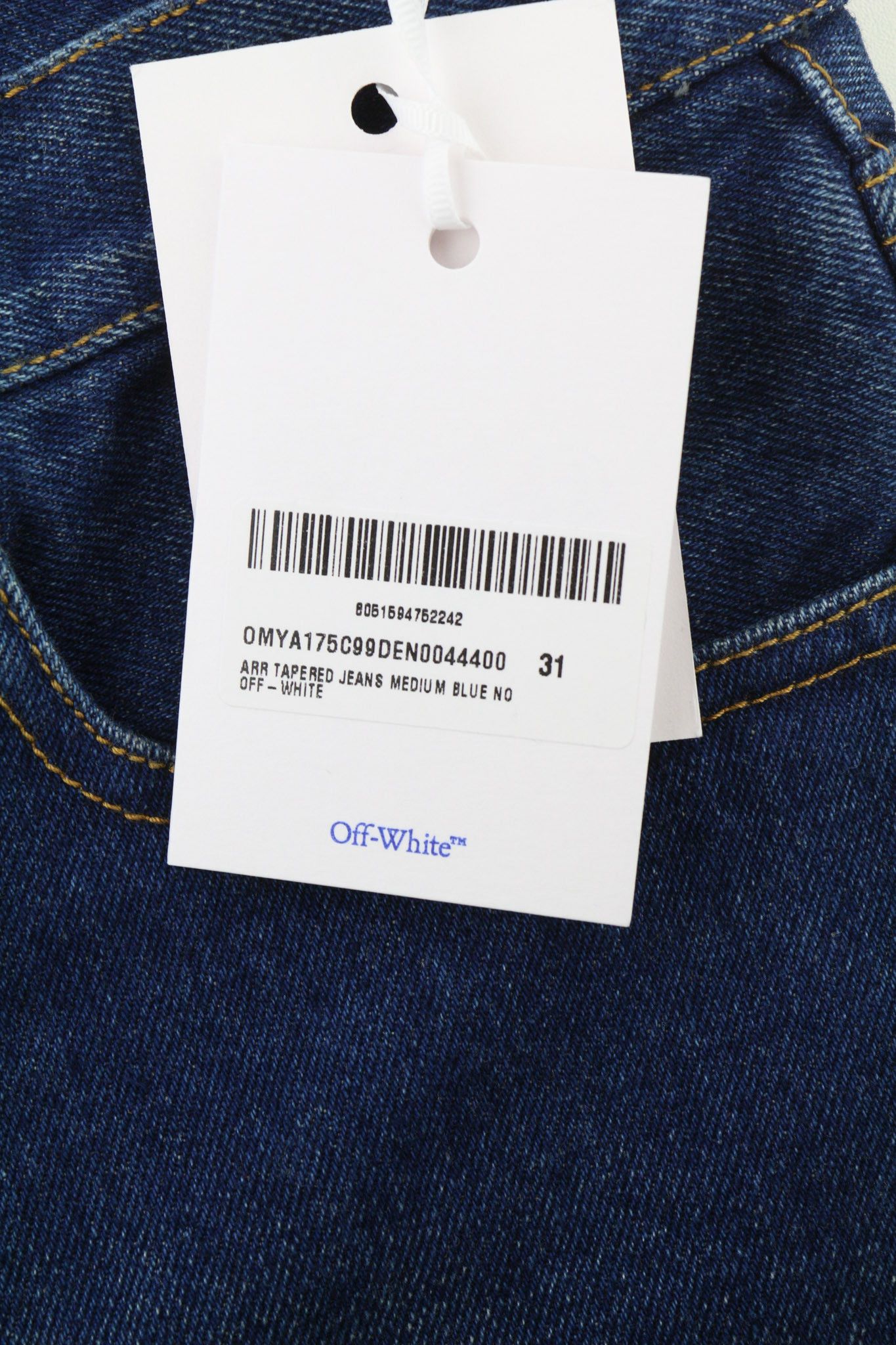 Off-White ARR TAPERED W31 Dark Blue Washed Denim Pockets 81652 Size US 31 - 6 Thumbnail