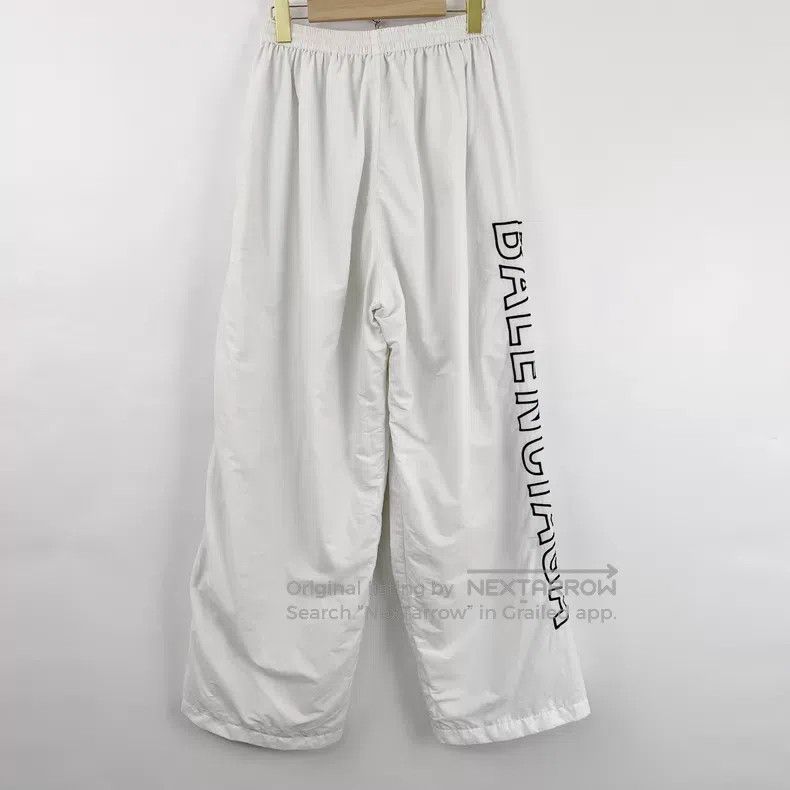 Balenciaga Balenciaga Size M White large logo embroidered nylon track Size US 27 - 2 Thumbnail