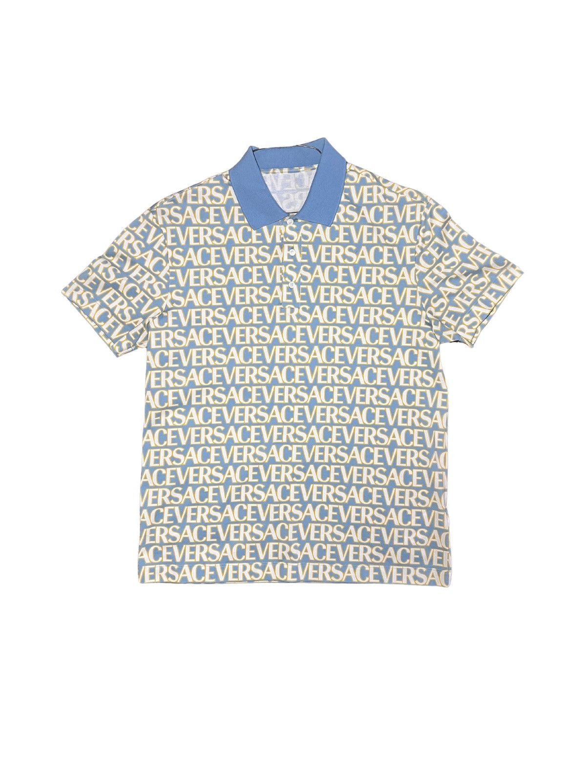 Versace Versace Logo all over pique cotton polo shirt | Grailed