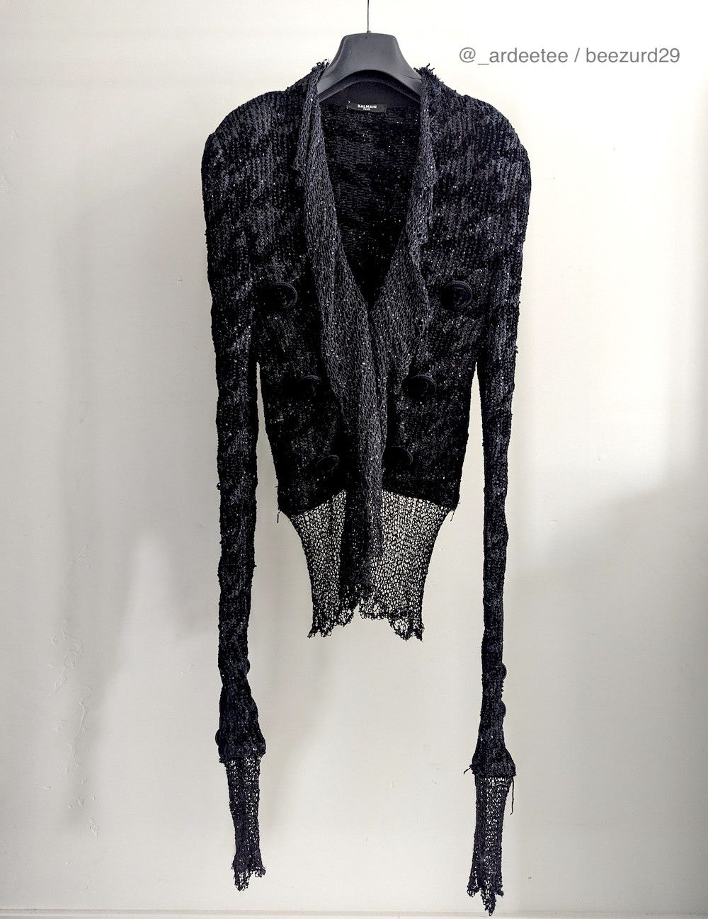 Balmain *NEW* $3500 SPENCER SEQUIN JACQUARD KNIT JACKET Size XS / US 0-2 / IT 36-38 - 6 Thumbnail