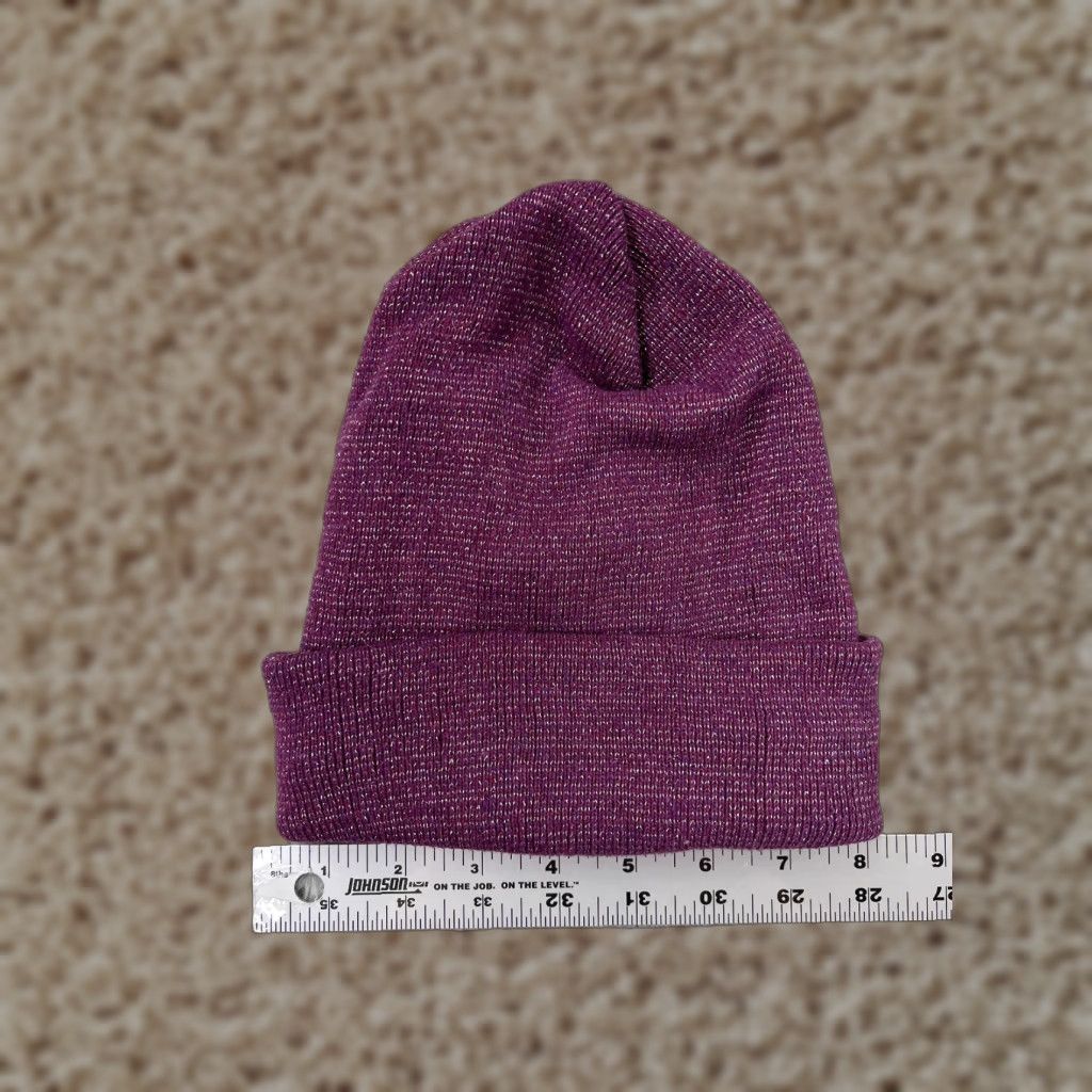 Vintage Dollar Tree Beanie Adult One Size Purple Knit Sparkly Wool Blend Polyester Lined Ski Size ONE SIZE - 1 Thumbnail
