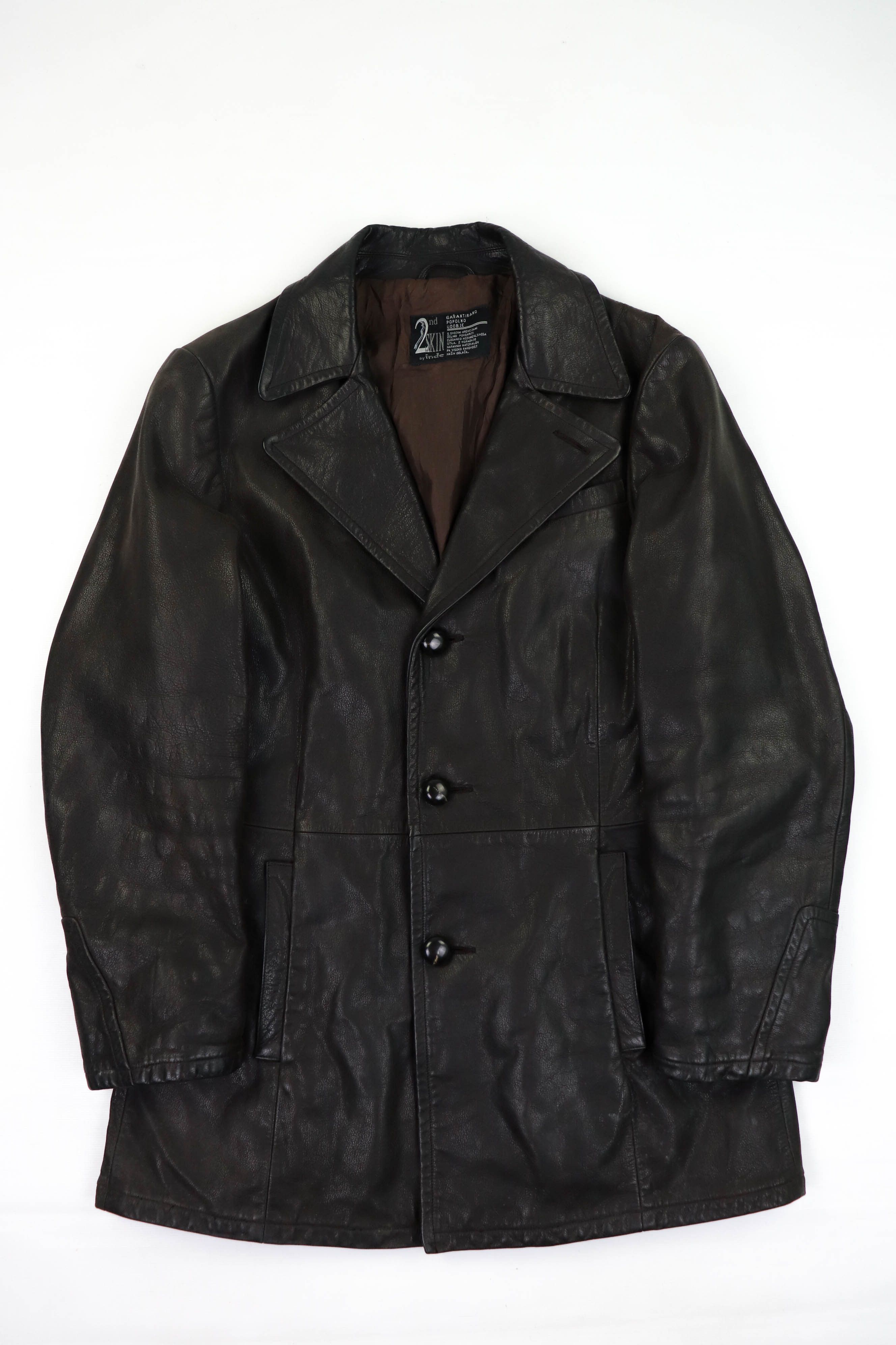 Genuine Leather 2nd Skin by inde Dark Brown Heavy Leather Coat Jacket Size US M / EU 48-50 / 2 - 1 Thumbnail