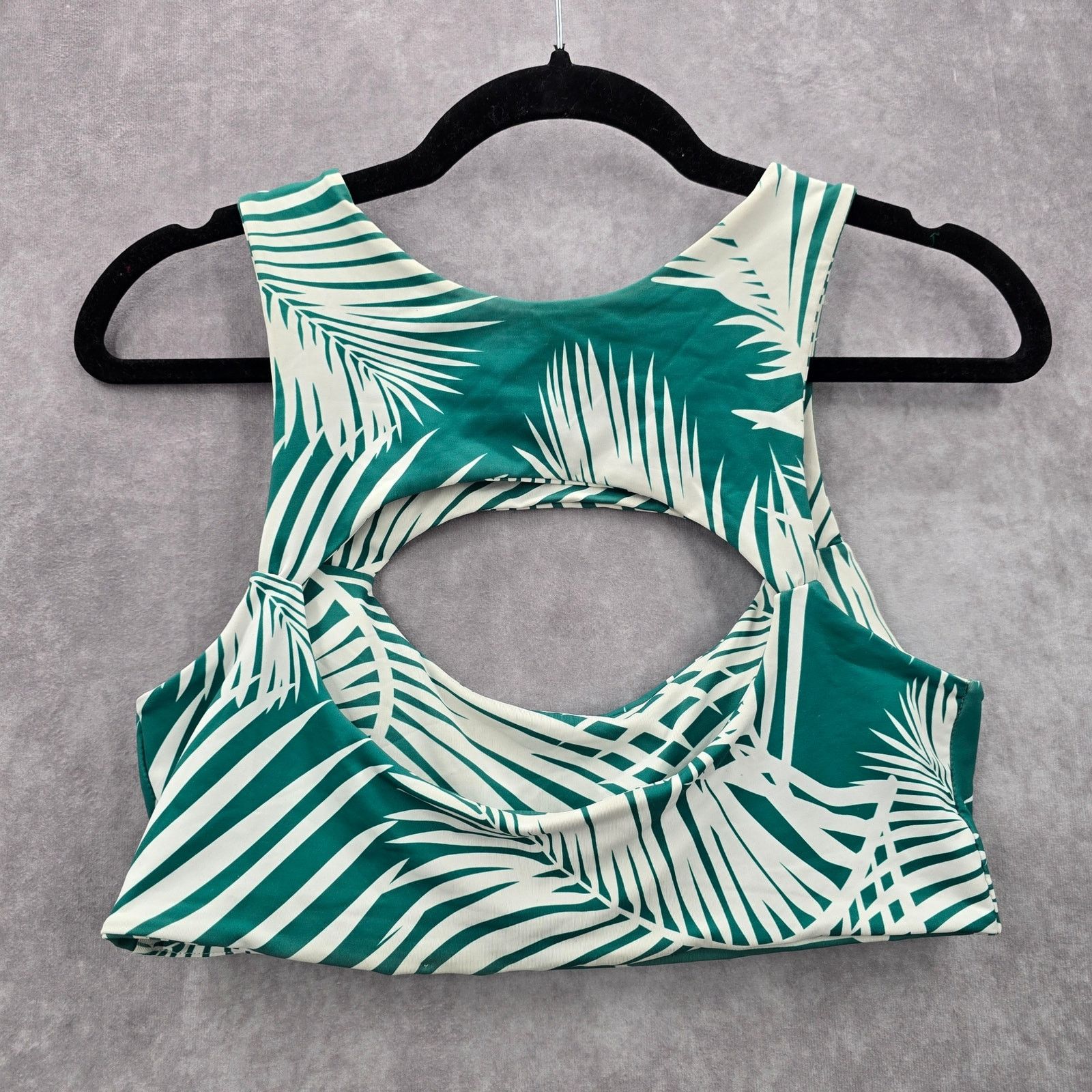 Other Green White Tropical Leaf Cutout Bikini Top Swimwear Medium Size ONE SIZE - 5 Thumbnail