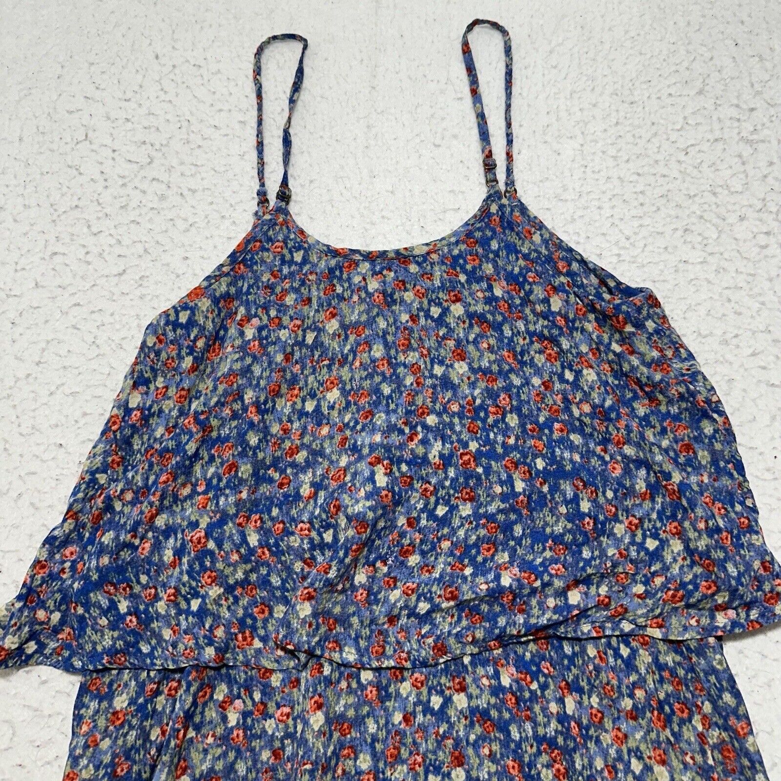 Other Aerie XS Blue Floral Spaghetti Strap Tiered Mini Sun Dress Size XS / US 0-2 / IT 36-38 - 8 Thumbnail