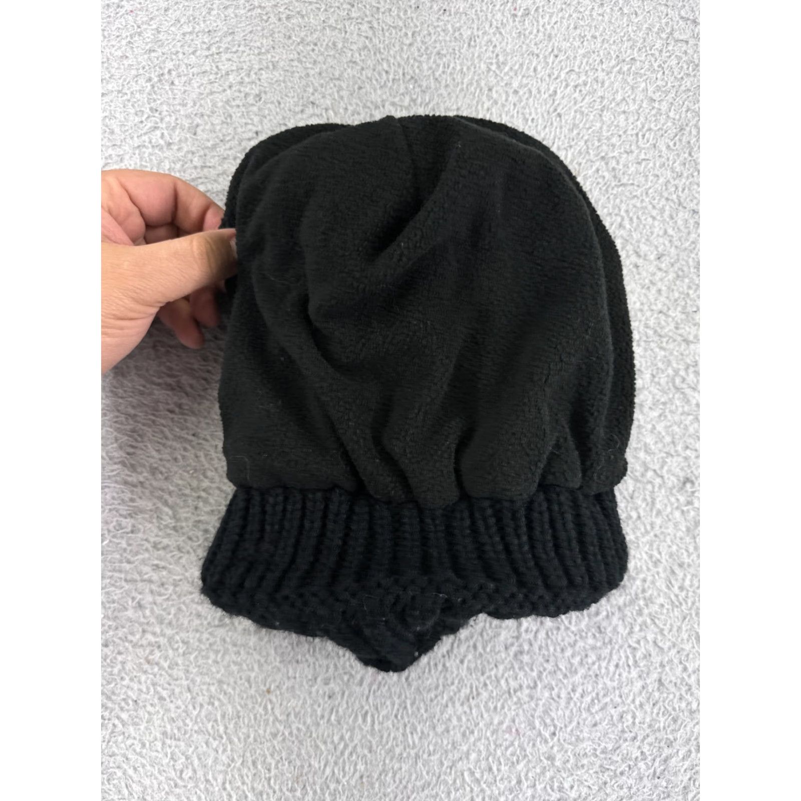 Vintage Vintage Sherpa-Lined Black Knit Beanie Hat Women’s Fall Winter Ski Casual Size ONE SIZE - 4 Thumbnail