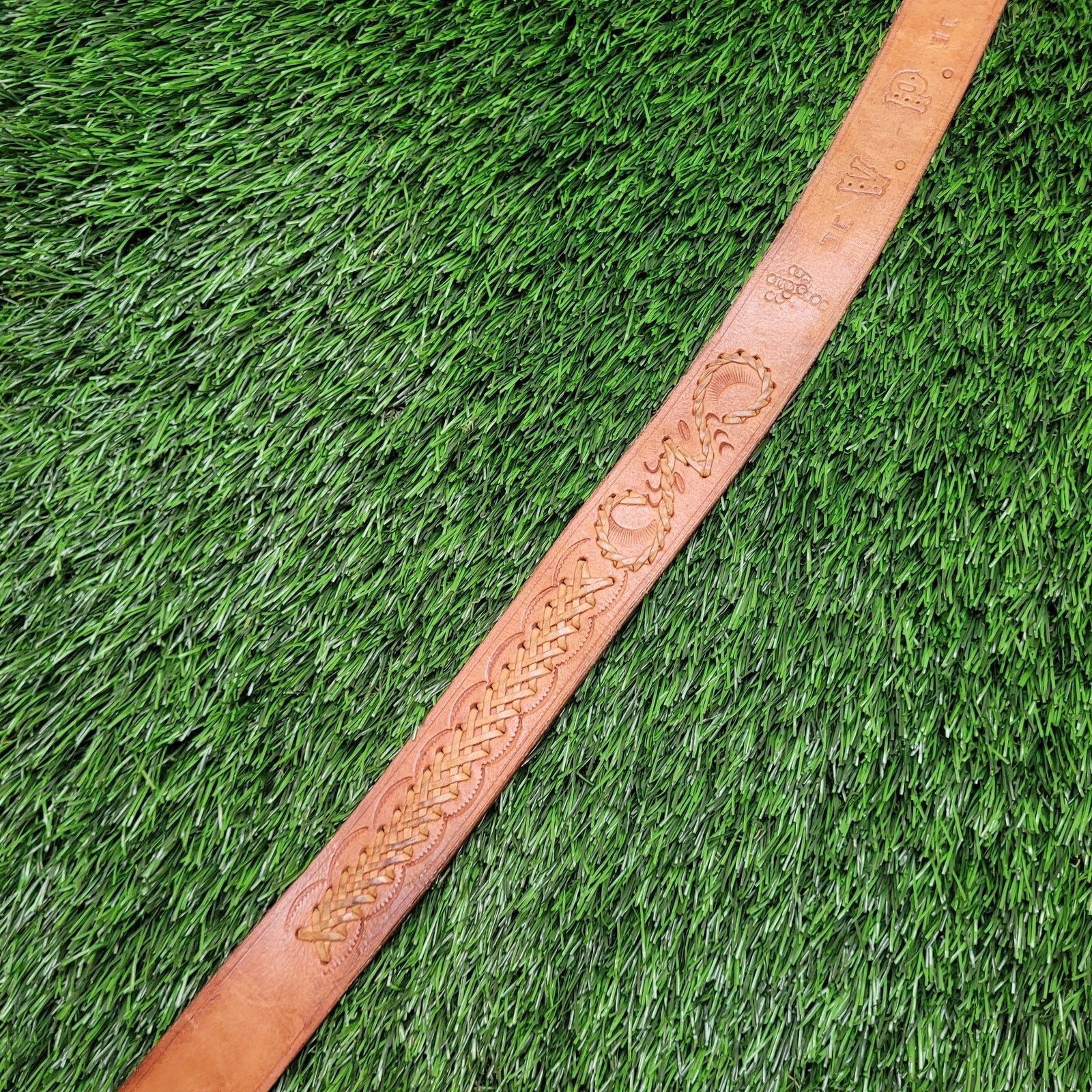 Vintage VTG Hand Tooled Leather Belt Cowboy Duck Buckle 36-43 Waist Size 38 - 2 Thumbnail