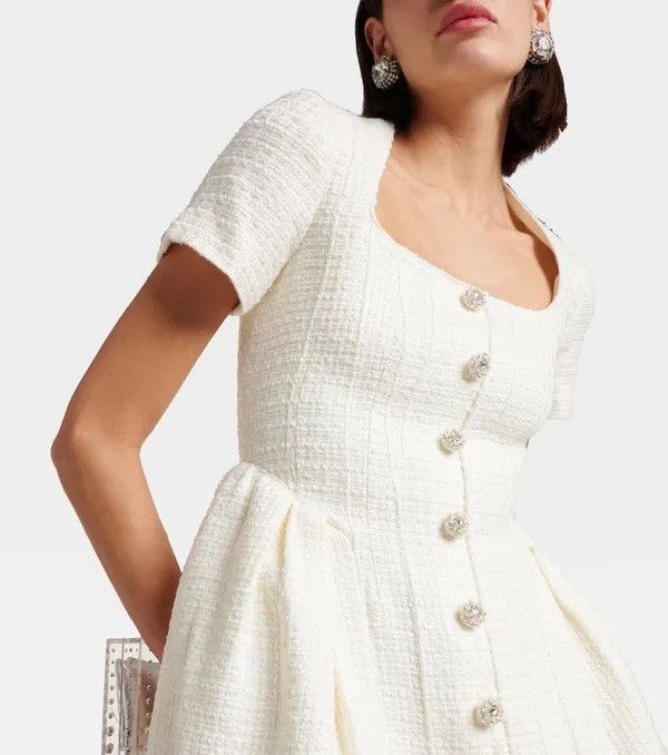 Self-Portrait Bridal Bouclé Minidress Short Sleeve