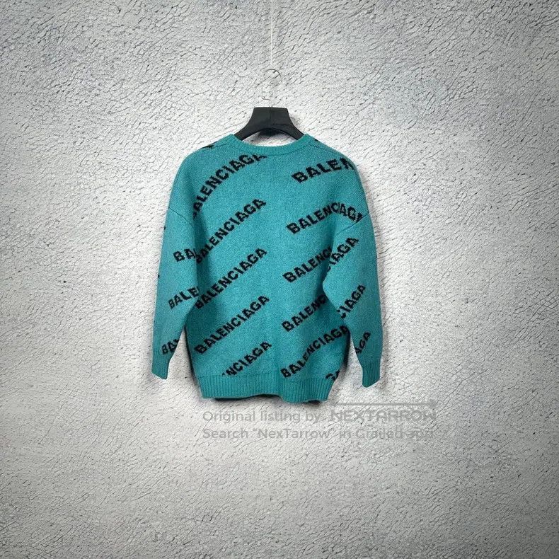 Balenciaga Balenciaga Lake Green Letter Printed Long Sleeve Sweater Size XXS / US 00 / IT 34 - 2 Thumbnail