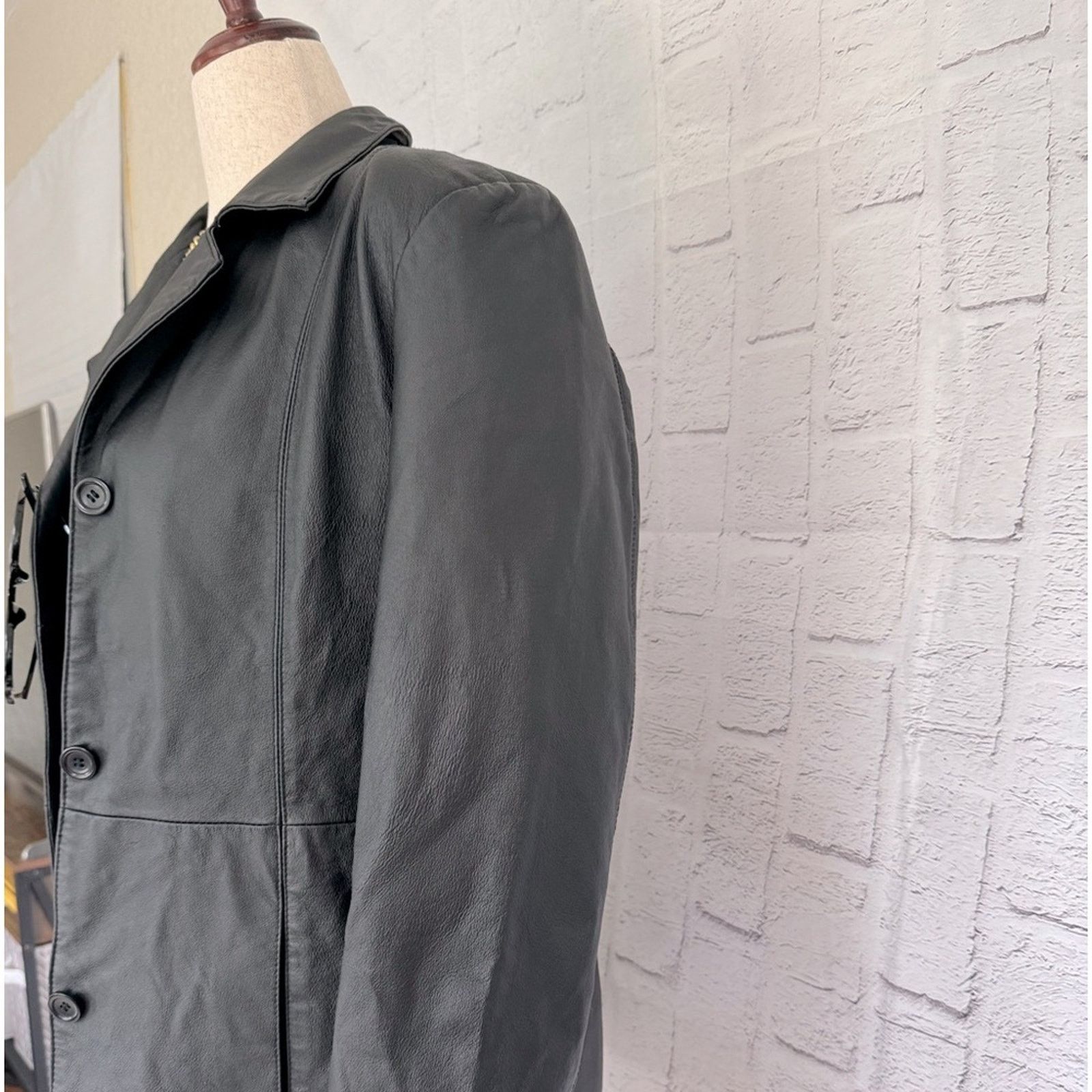 Vintage 100% Leather Vintage Style Blazer. DIALOGUE Leather Jacket Size L / US 10 / IT 46 - 4 Thumbnail