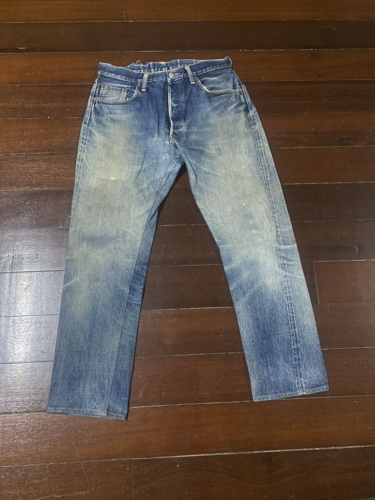 Denime Vintage 90s DENIME Japan Selvedge Distressed patch leather Size US 34 / EU 50 - 1 Thumbnail