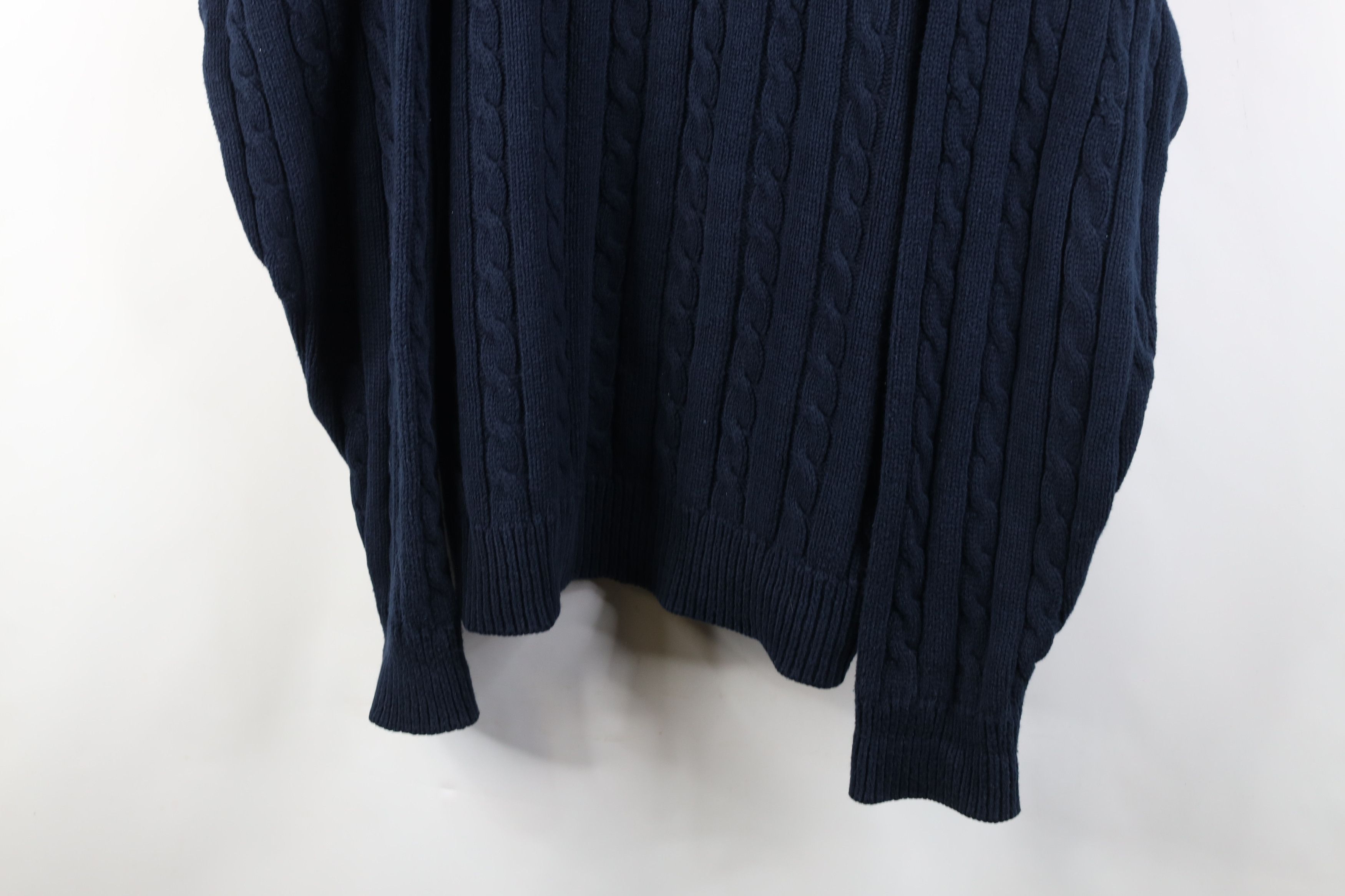 Vintage Vintage 90s Streetwear Cotton Cable Knit Sweater Navy Blue Size US XL / EU 56 / 4 - 3 Thumbnail