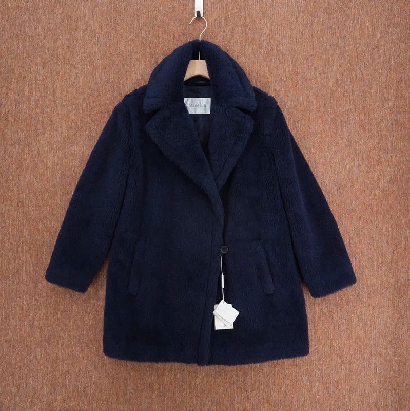 Max Mara MaxMara Navy Wool Blend Mid-Length Coat 0089 Size M / US 6-8 / IT 42-44 - 1 Thumbnail