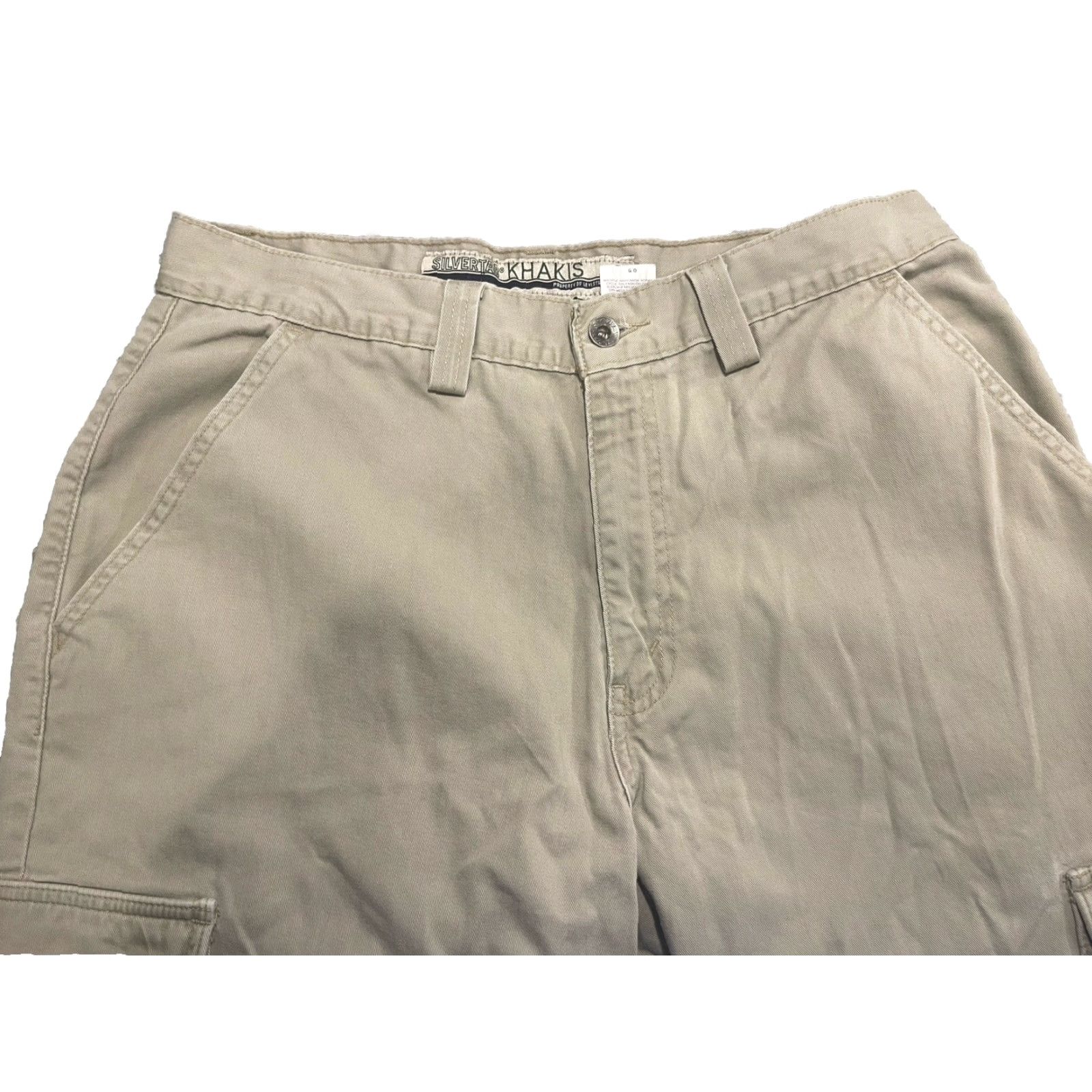 Levi's VINTAGE Levi's Silvertab Cargo Pants Mens 33x29 Beige 90s City Grunge Hip Hop USA Logo Relaxed Wide-Leg Canvas Cotton Front Flat Pocket Cargo Zip Size US 33 - 3 Thumbnail