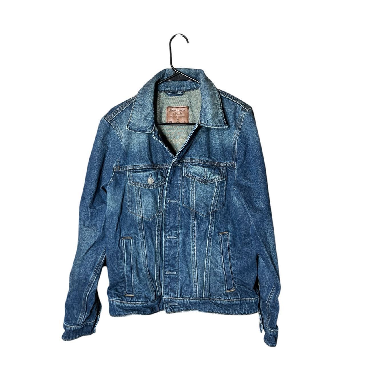 Abercrombie & Fitch Abercrombie & Fitch Mens Medium Blue Washed Trucker Jean Jac Size US M / EU 48-50 / 2 - 1 Thumbnail