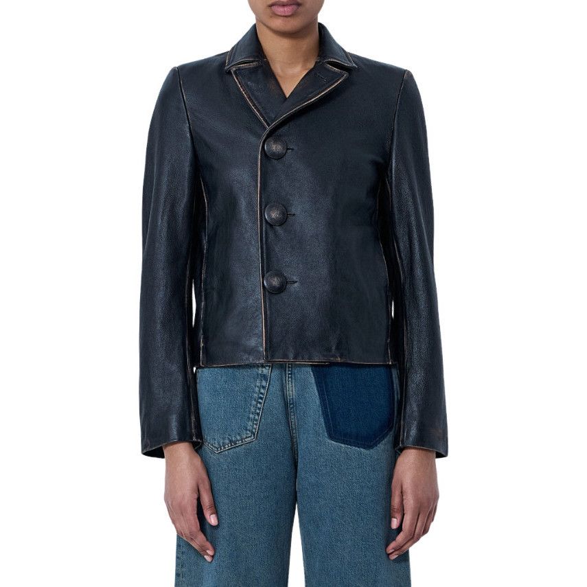 Maison Margiela MM6 MAISON MARGIELA Leather Button-Front Jacket New & Authen Size S / US 4 / IT 40 - 1 Preview