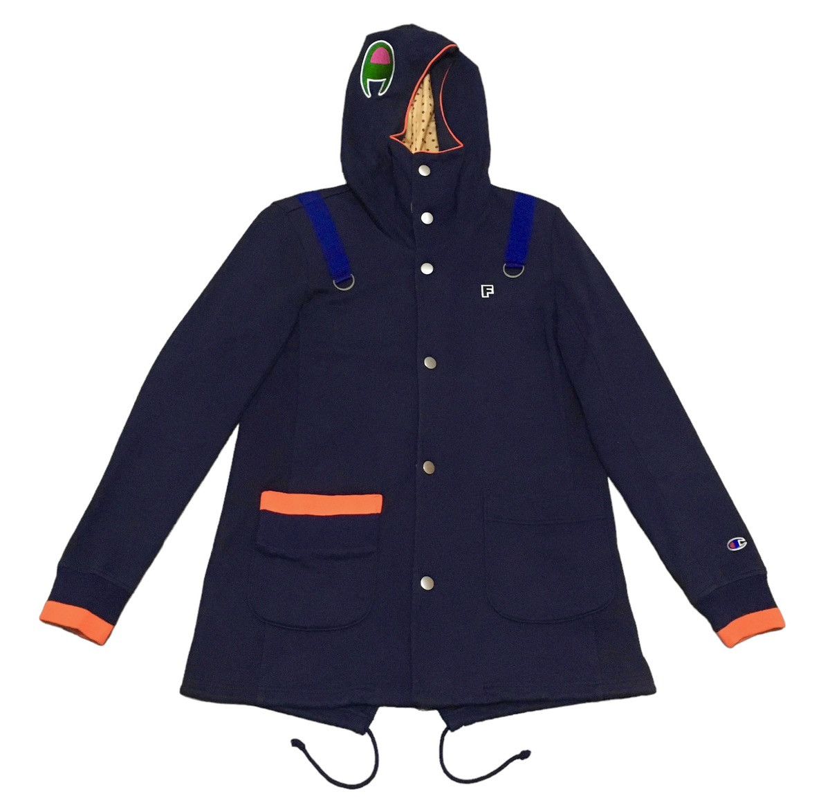 image of Very Vintage Champion Frapbois Avant Garde Hoodie 2000S in Navy, Men's (Size Small)