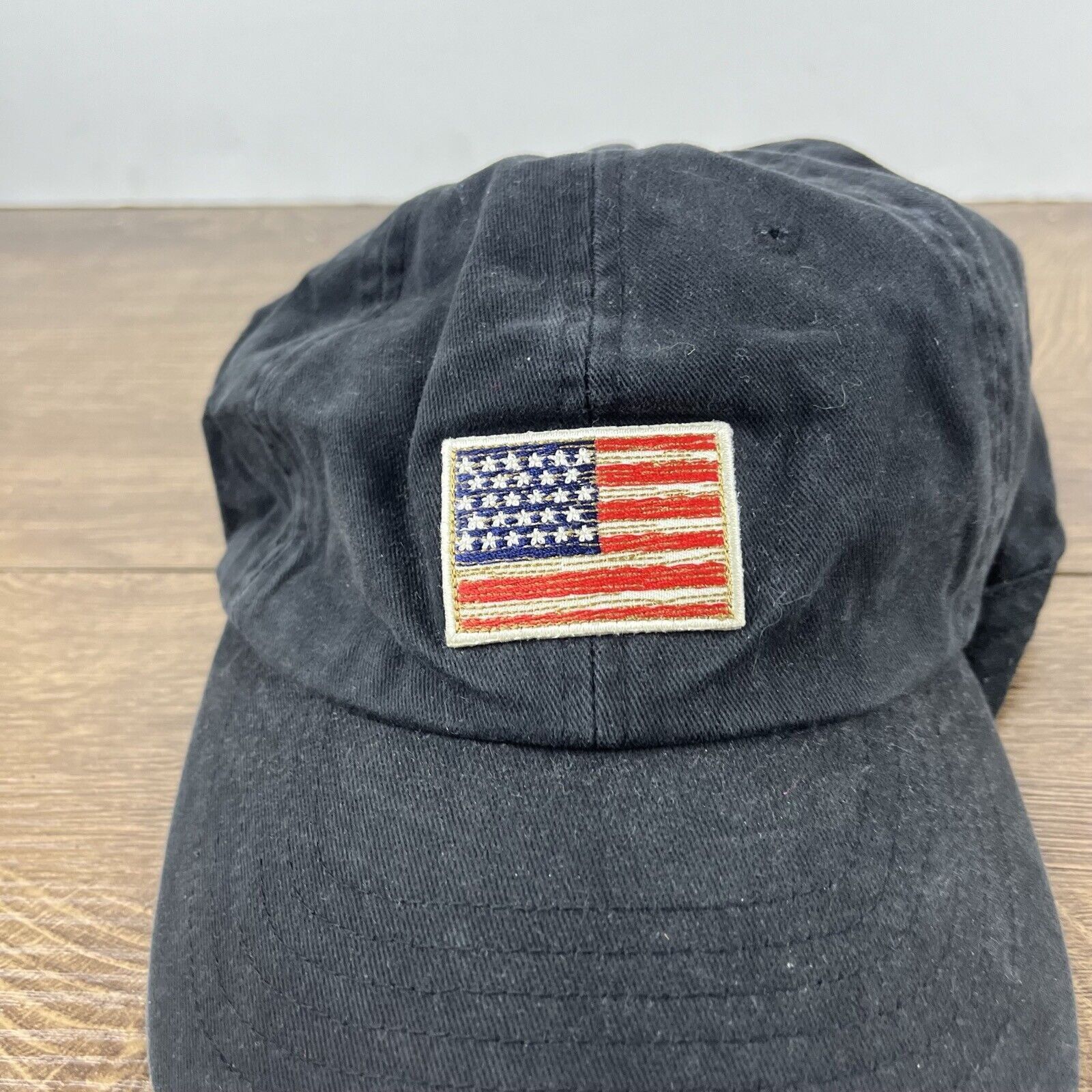 Other Vintage USA Flag Patch Hat Black Cap Adjustable Hat Black Ad Size ONE SIZE - 7 Thumbnail