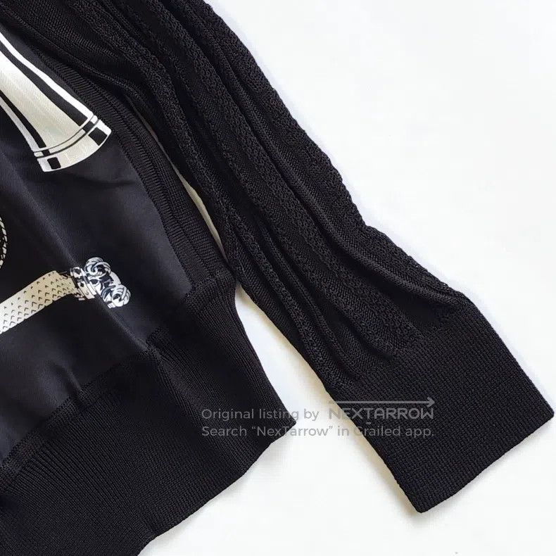 Hermes Hermes Twillaine Silk Scarf Knit Sweater Black Size XS / US 0-2 / IT 36-38 - 3 Thumbnail