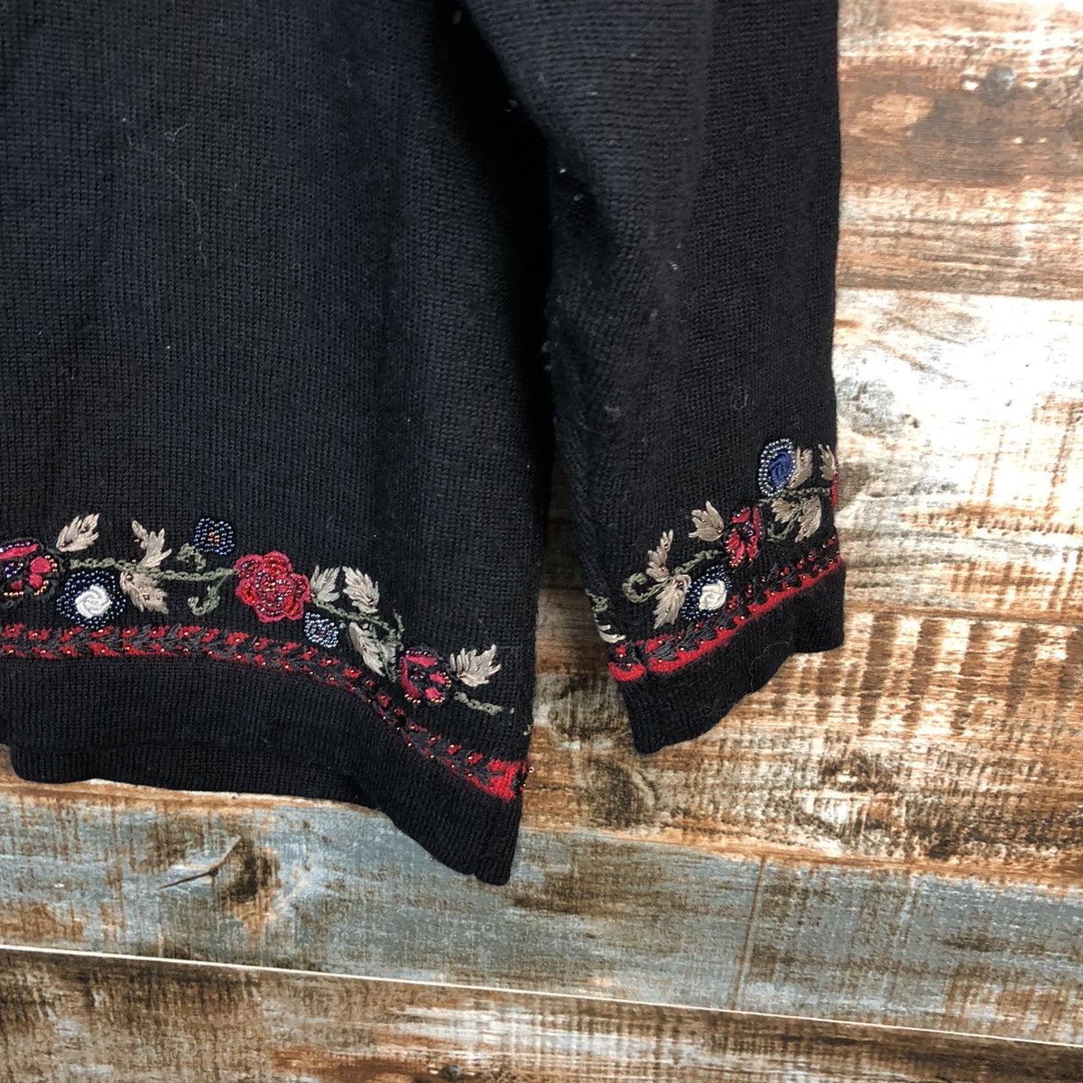 Homespun Knitwear × Japanese Brand Unchicpull Black art Patterned Cardigans #A2996 Size M / US 6-8 / IT 42-44 - 18 Thumbnail