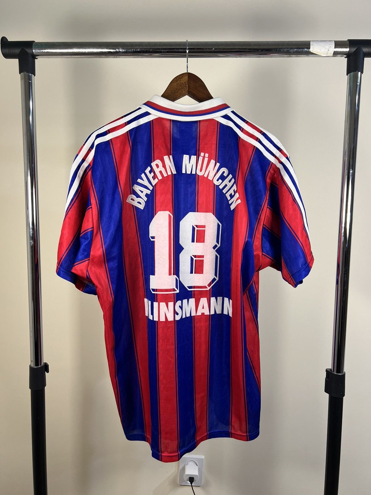 Adidas Bayern Munich 1995 Soccer #18 Klinsmann Adidas Jersey Sz L Size US L / EU 52-54 / 3 - 12 Thumbnail