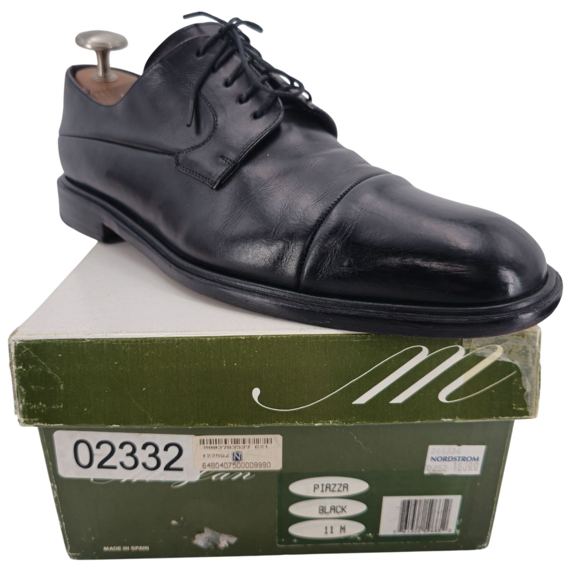 Mezlan Spain Mens size 11 Dress Shoes Black Leather Cap-toe