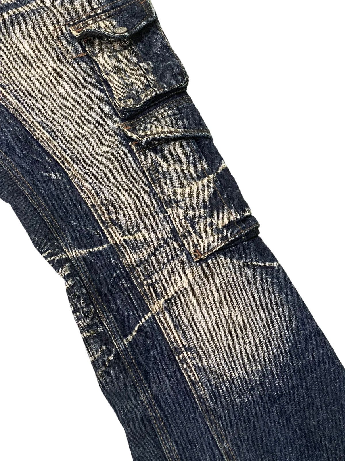 Japanese Brand Slight Flare Cargo Jeans Nicole Club Acid Wash Boot Cut 8🟦4 Size US 33 - 7 Thumbnail