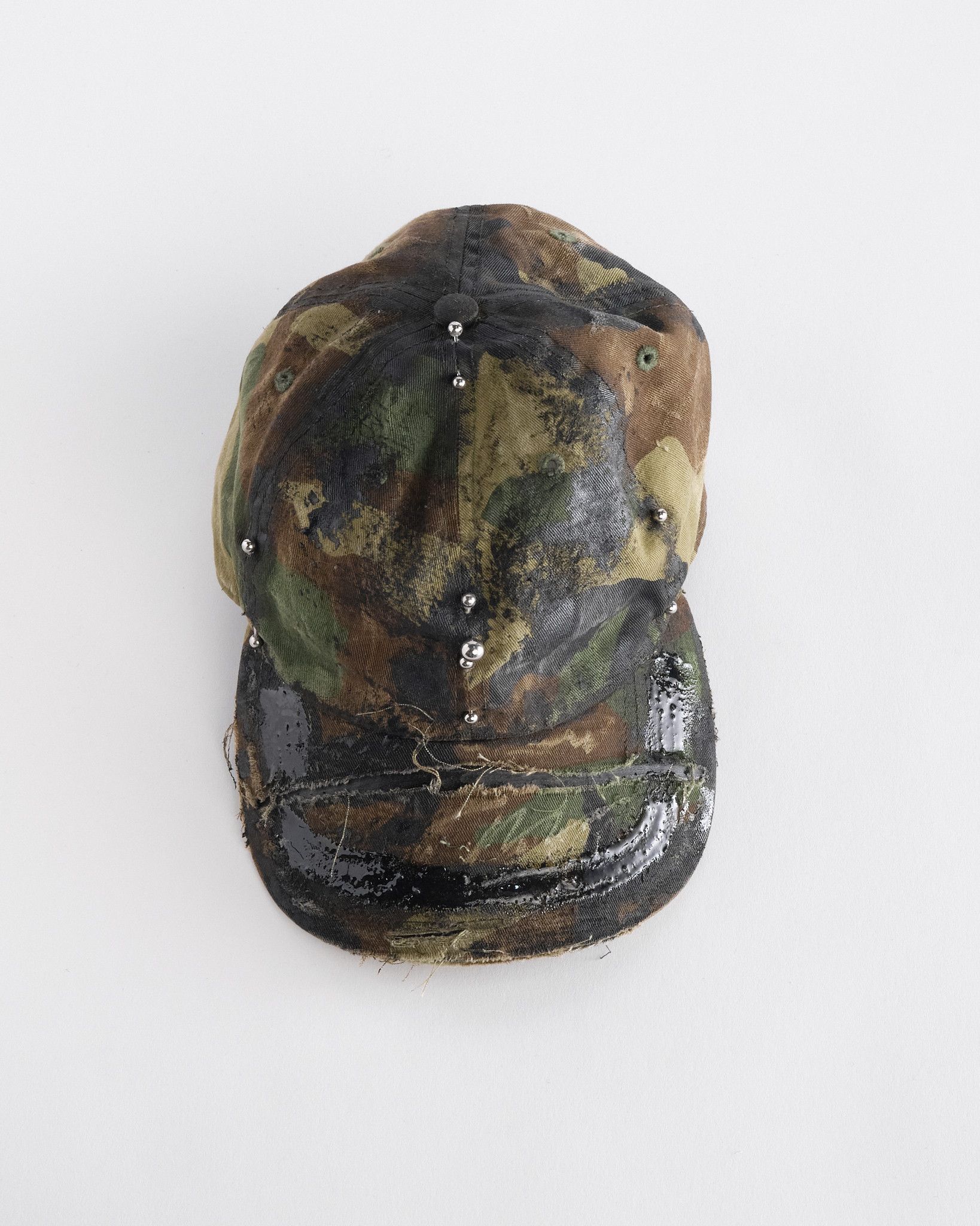 Vintage ASTROBOI* 'Troops' Green Camouflage Distressed & Pierced Hat Size ONE SIZE - 2 Thumbnail