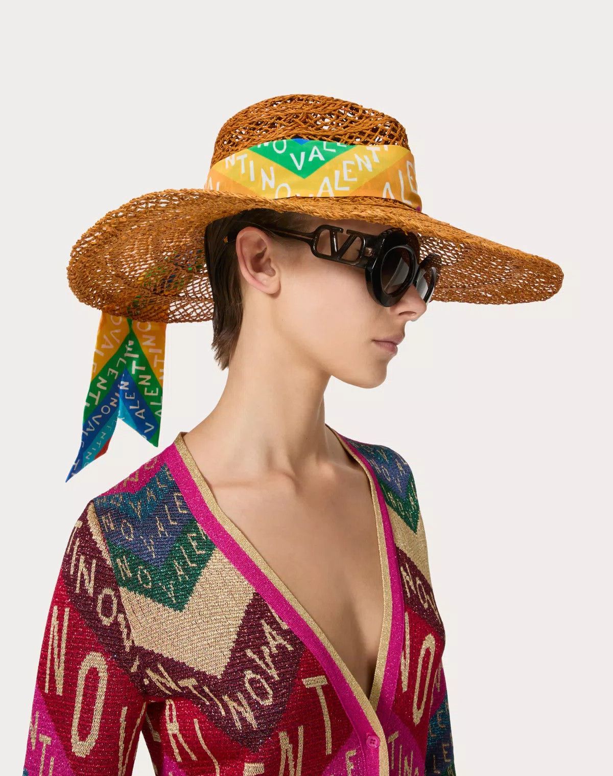 Valentino oc11z0725 Size:Large/Wide Brim Straw Hat in Multicolor Size ONE SIZE - 5 Thumbnail