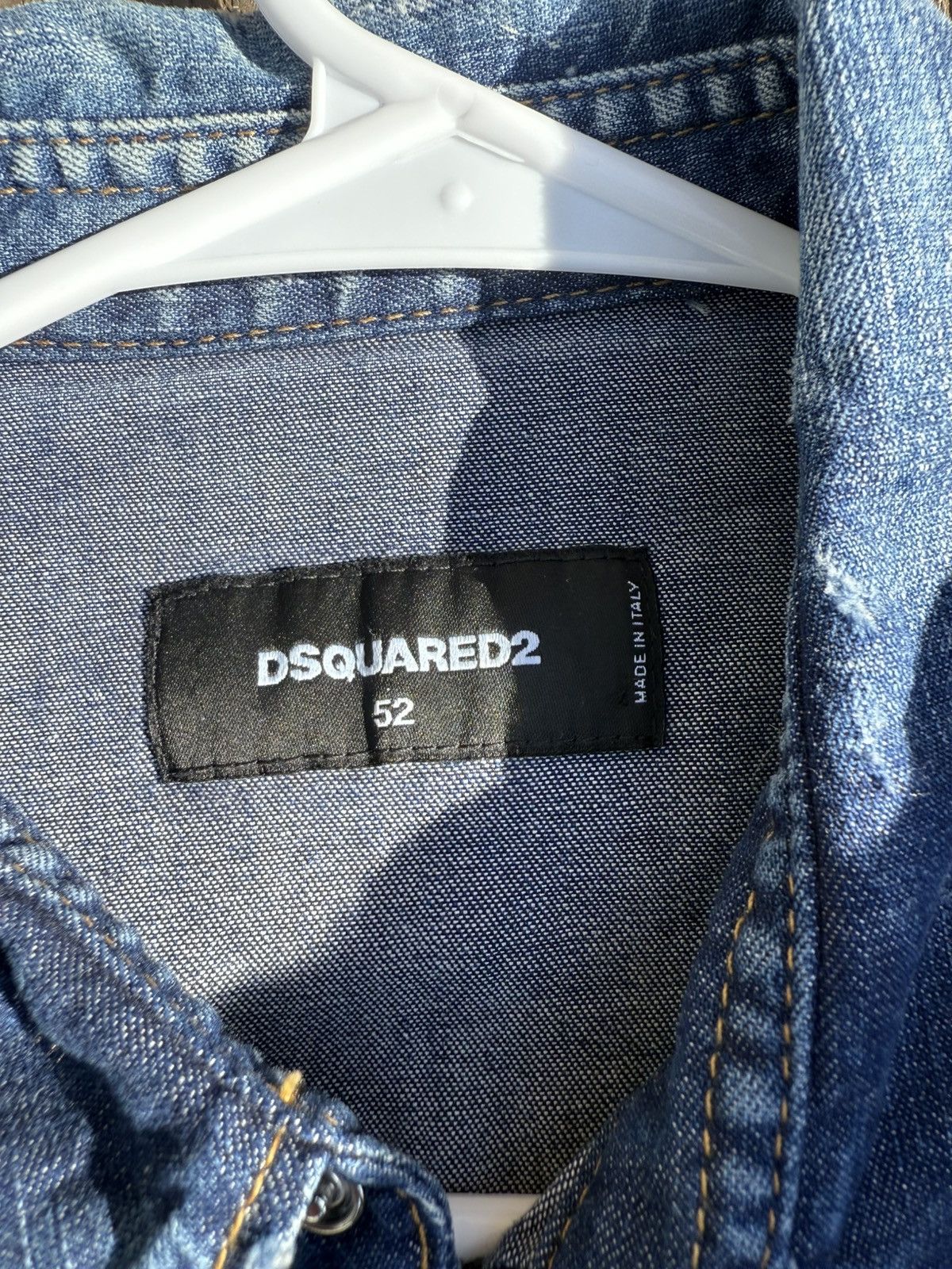 Dsquared2 Dsquared2 Blue Distressed Denim Patch Appliquéd Shirt Size US L / EU 52-54 / 3 - 8 Thumbnail