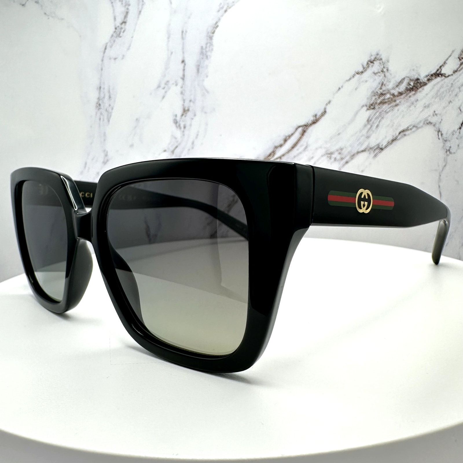 Gucci New GUCCI Sunglasses Black 54mm Square Gold GG Red Green Web Size ONE SIZE - 3 Thumbnail
